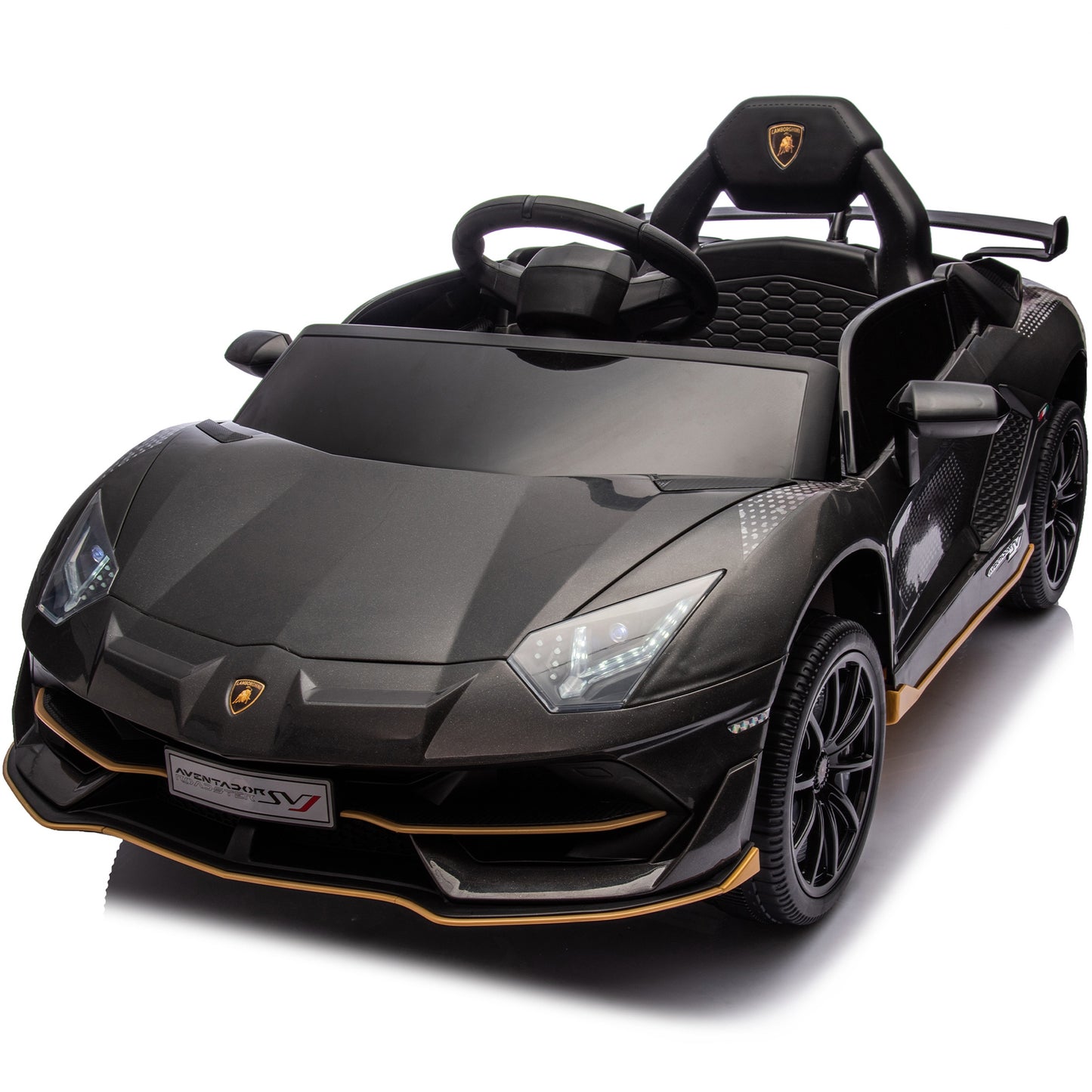 12V Powered Ride On Cars, Lamborghini Aventador Xago Kids Car Electric Vehicle for Girls Boys Christmas Gifts, Kids Ride on Toys with Remote Control, Bluetooth, Music, MP3/USB Ports, LED lights, Black