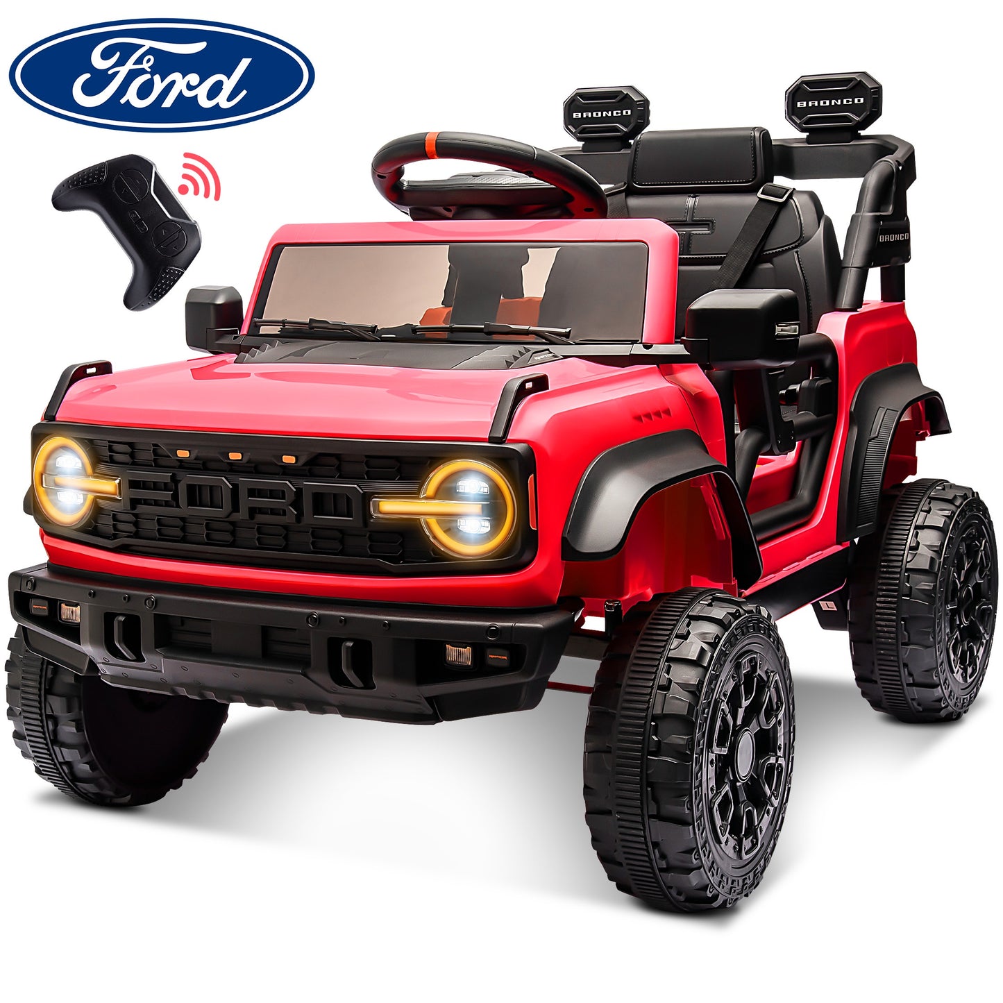 12V Powered Ride on Car Toy, Ford Bronco Raptor Kids Electric Vehicle Car with Parent Remote, Battery Powered Ride on Truck for Boys Girls w/ Rear Wheel Suspension, Bluetooth