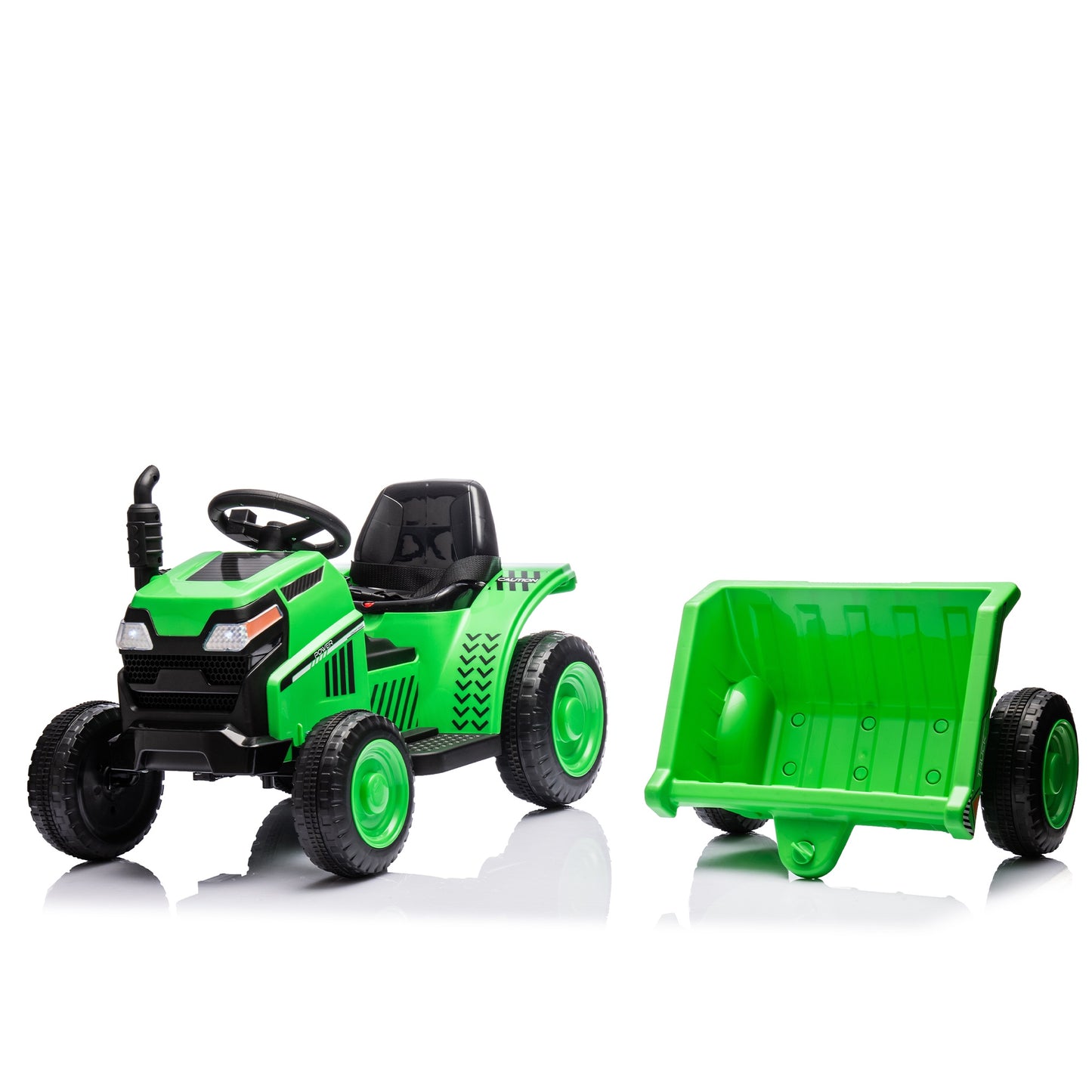 iRerts 12V Ride on Tractor, Powered Ride on Car for Kids Boys Girls Ages 3-6 Gifts, Kids Ride on Toys Electric Cars with Removable Storage Tug, Bluetooth ,Music, MP3/USB Ports, LED Light, Green
