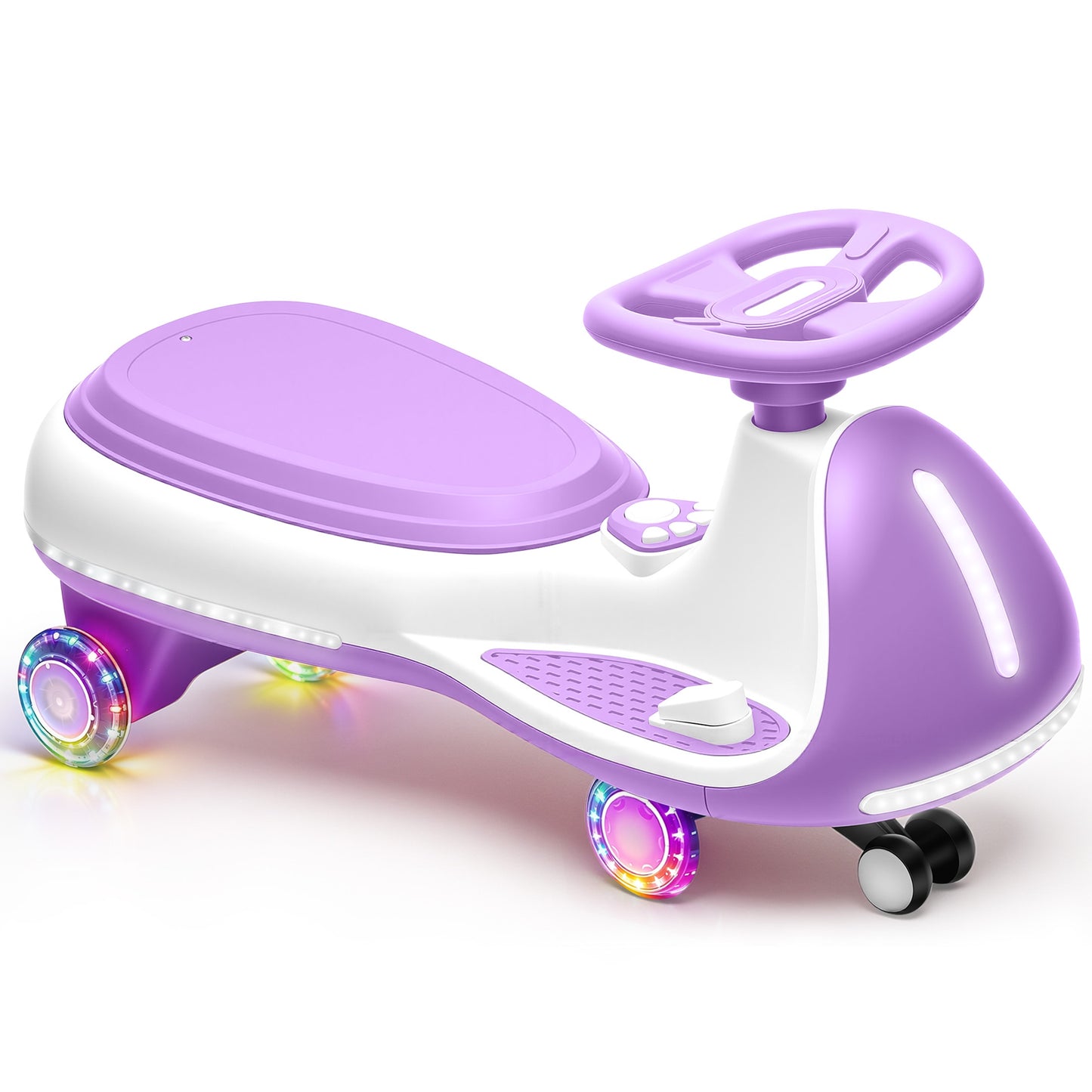 iRerts 12V Ride on Toys, Electric Ride on Wiggle Car with Pedal, 2 in 1 Swing Car Kids Wiggle Car for Toddlers Ages 3+, Kids Cars with Flashing PU Wheels, Bluetooth Music, 5MPH Max Speed, Purple