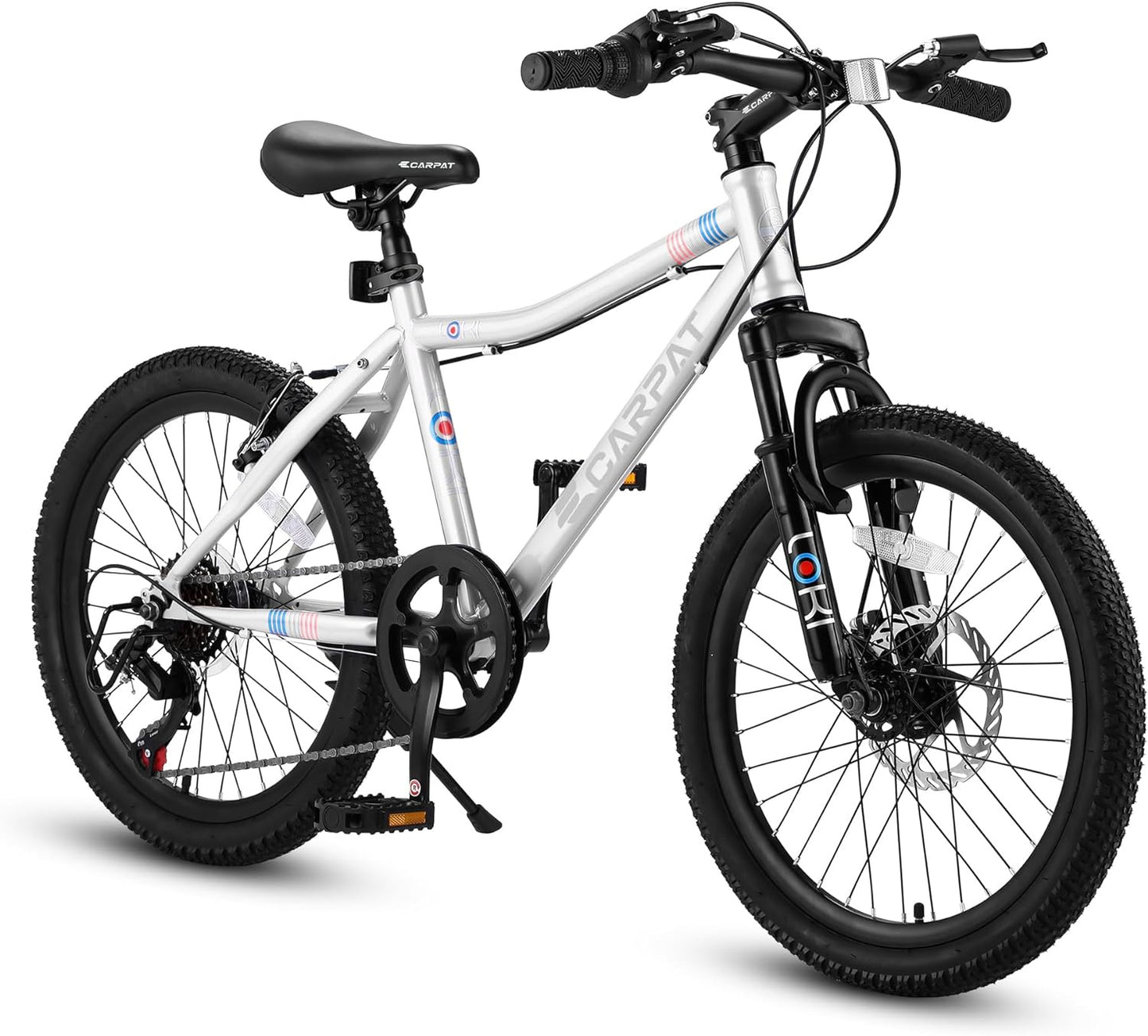 iRerts Mountain Bike for Boys Girls, 20'' Kids Mountain Bike with 7 Speed, Front Suspension, Disc Brake, Kids Bike for 8-12 Years Old, Teenager Children Kids Bicycles, White