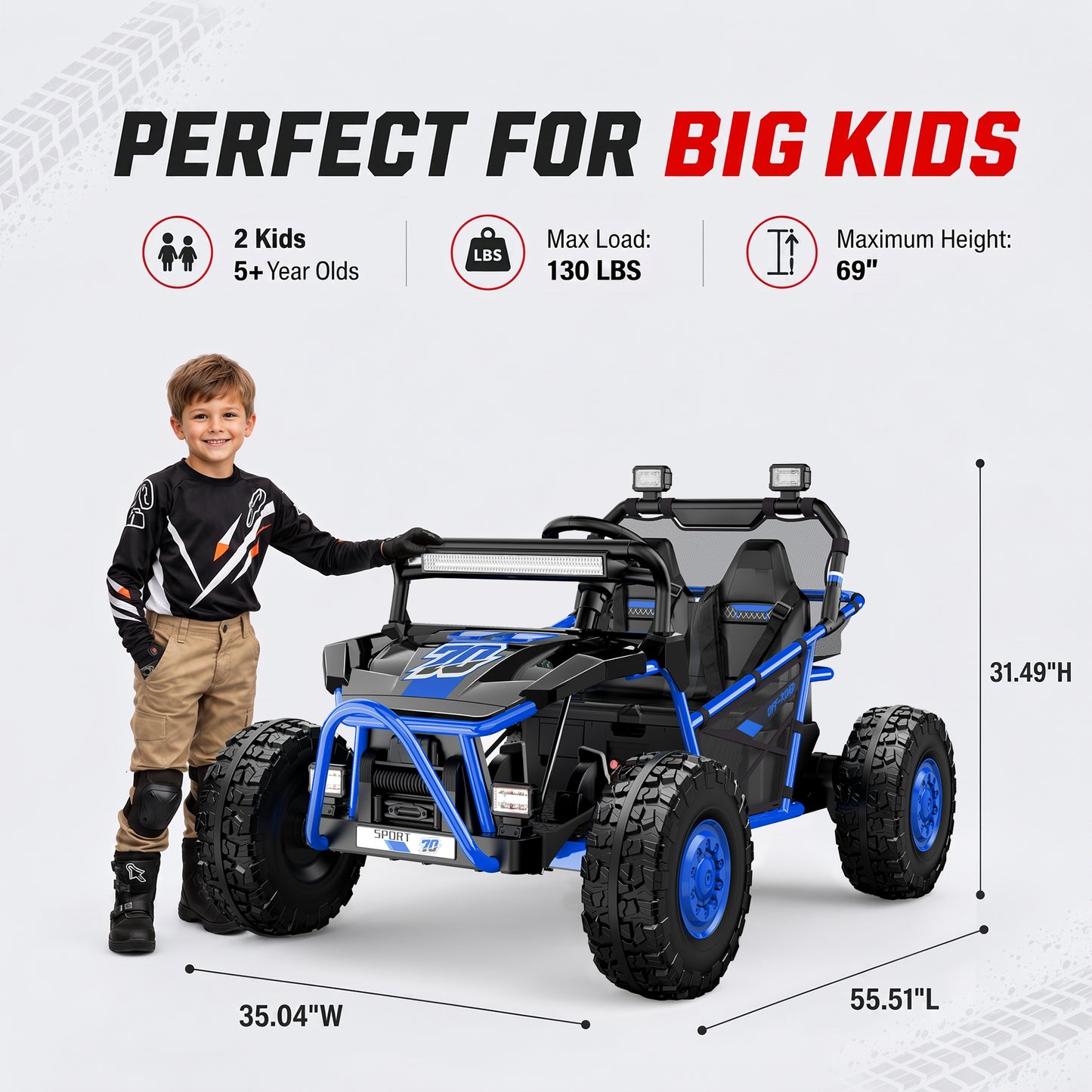 iRerts 36V Powered Ride on Toys for Big Kids, 2 Seater Ride on UTV Cars with Bluetooth, Music, 4 Wheels Spring Suspension, Kids Car Electric Ride on Vehicles for Boys Girls Ages 6+, Blue