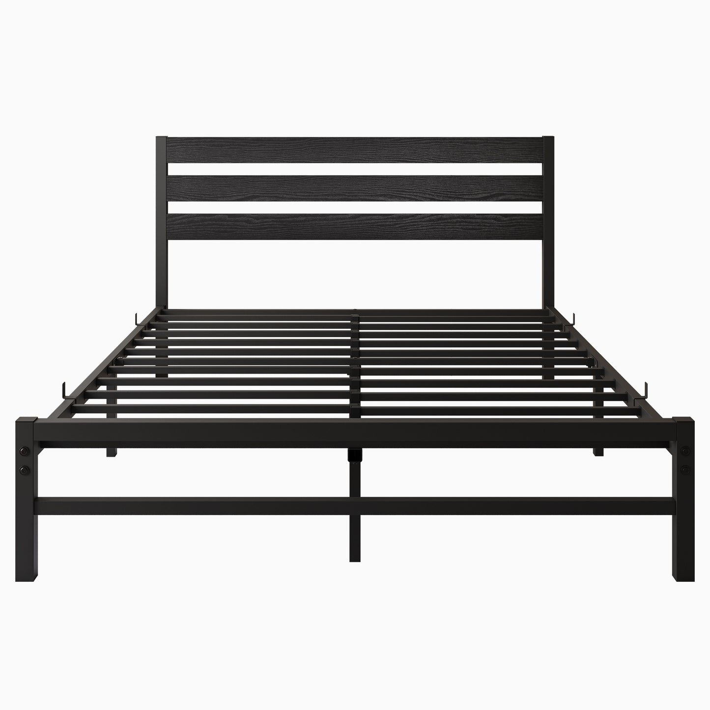 iRerts Queen Bed Frame with Headboard, Metal Platform Bed Frame No Box Spring Needed, Bed Frame Queen Size with Metal Support, Noise-Free, Under Bed Storage, Easy Assembly, Black