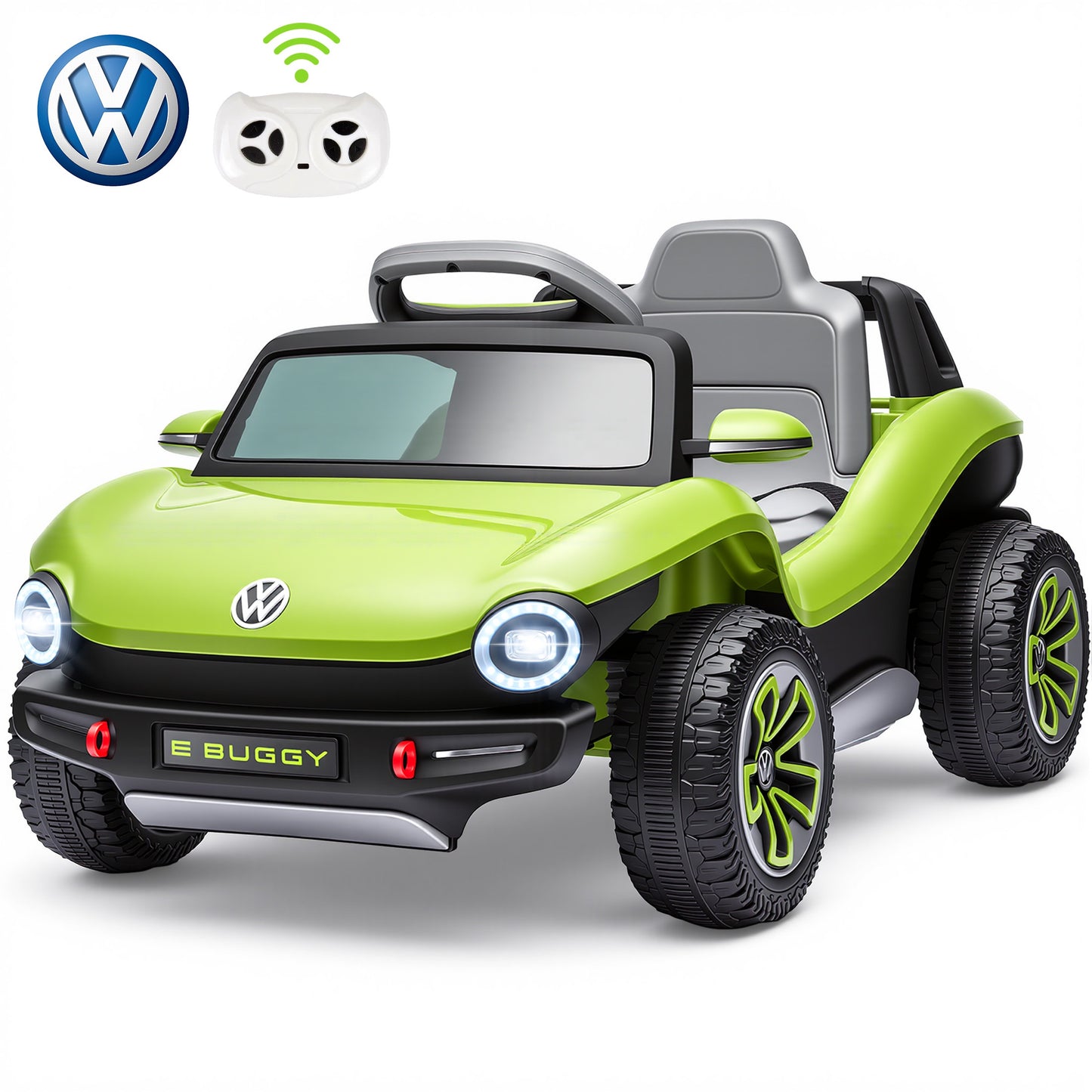 12V Electric Ride on Cars, Licensed Volkswagen Beetle Ride on Toys with Remote Control, Bluetooth, USB Port, Music, Rear Storage, LED Lights, Battery Powered Toddlers Electric Car for Kids Ages 3+