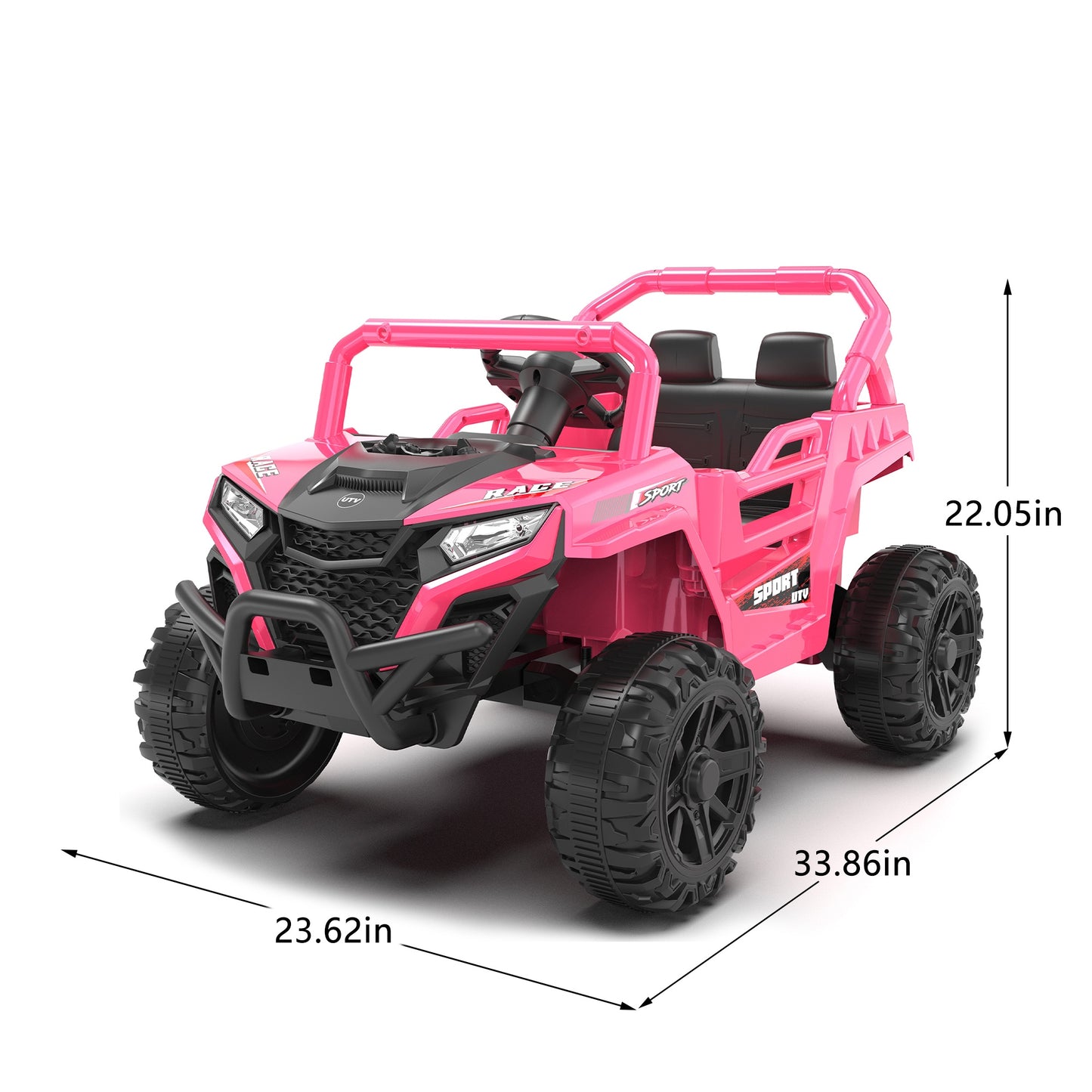 iRerts 12V Ride on Car UTV with Remote Control, Powered Ride on Toys for Kids Boys Girls Ages 3-5, Electric Car for Kids with Bluetooth, Music, MP3 Ports, LED Lights, Horn, Pink