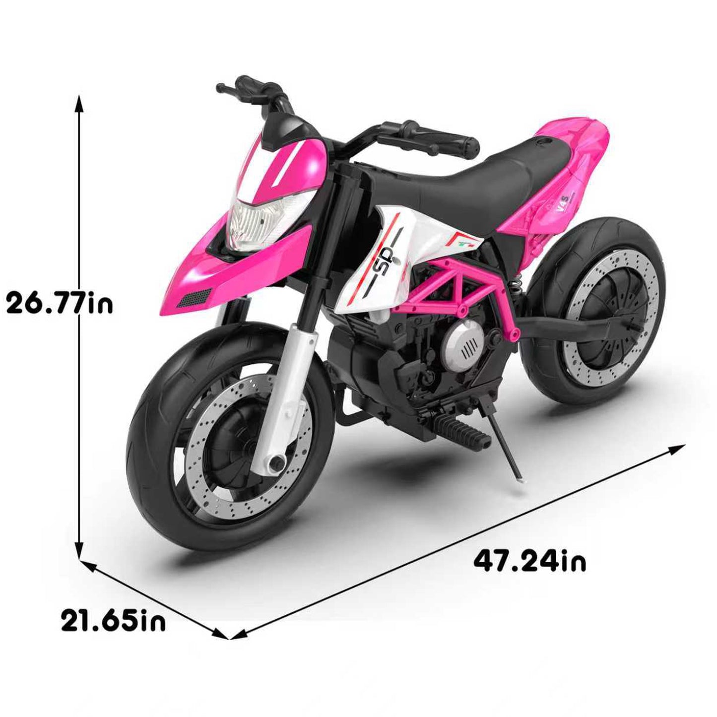 iRerts 24V Electric Dirt Bike for Kids, 200W Kids Electric Bike for Boys Girls Ages 6+, Kids Ride on Motorcycle with EVA Wheels, Suspension System, Safe Speed 4.35-9 MPH, Bluetooth Music, Pink