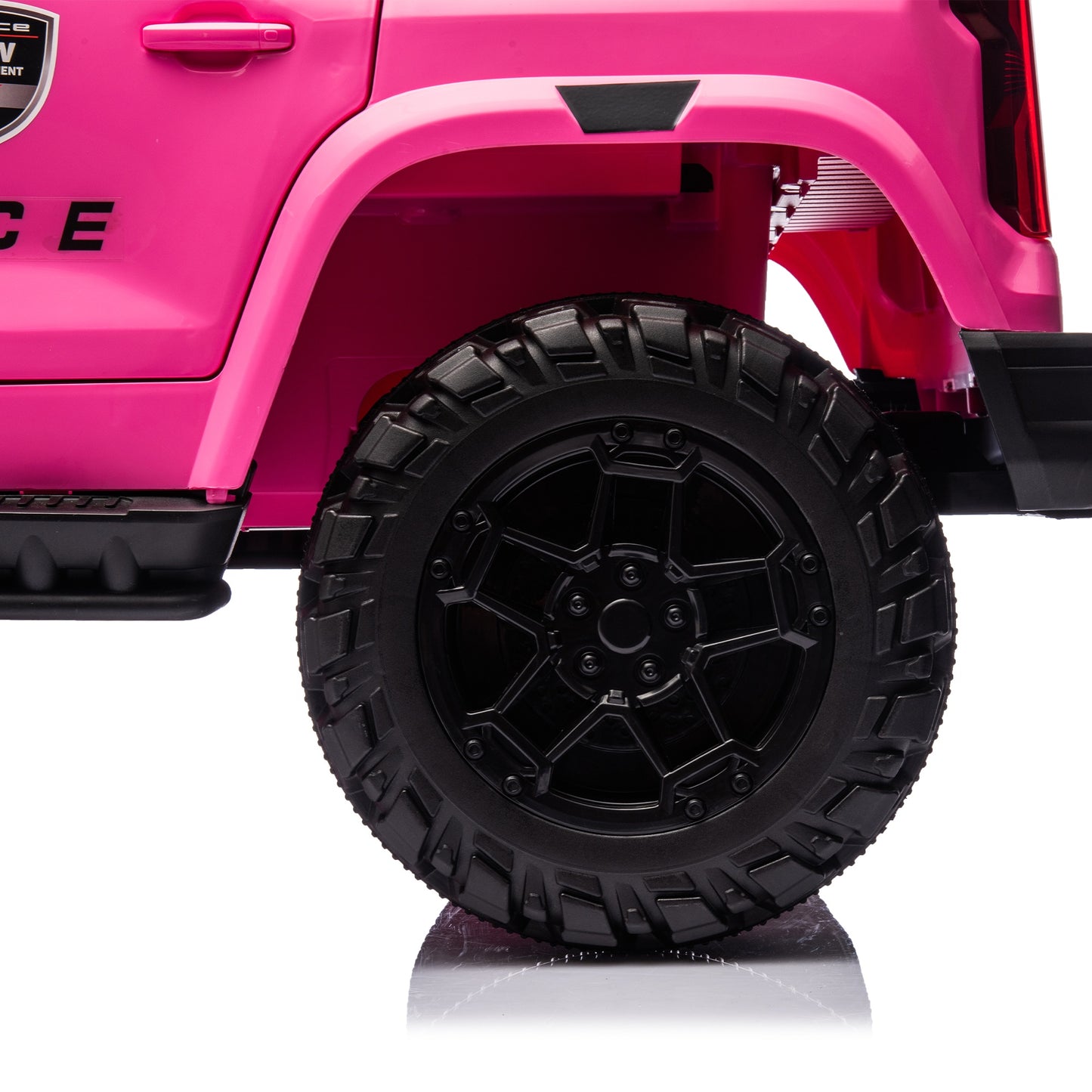 24V 2 Seater Ride on Police Car, 4WD Powered Ride on Toy Truck with Remote Control, Bluetooth, Music Player, 800W Motors, Back Box Storage, 3 Speeds, Kids Electric Vehicle for Boy Girl Gifts, Rose Red