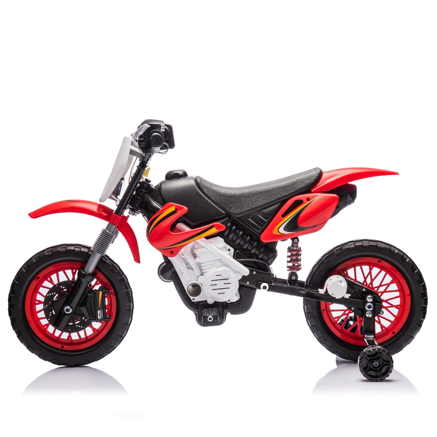 iRerts 12V Electric Dirt Bike with Twist Grip Throttle, Powered Ride on Motorcycle with 2 Training Wheels, Rear suspension, Ride on Toys Kids Motorcycle for Boys Girls Gifts Ages 3-8, Red