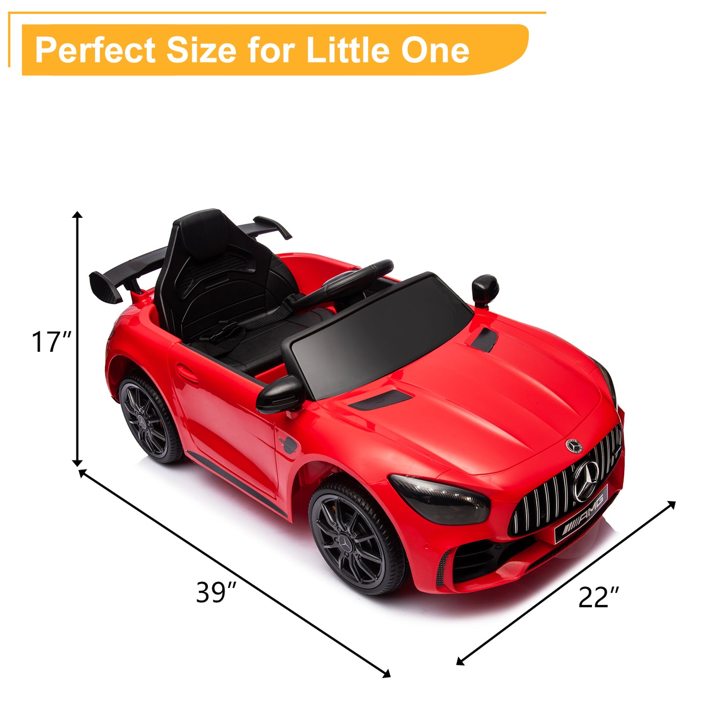12V Ride on Car for Girls and Boys?Licensed Mercedes Benz Electric Vehicle, MP3, AUX, TF Card Slot, Ride on Toy for 3-5 Years Old