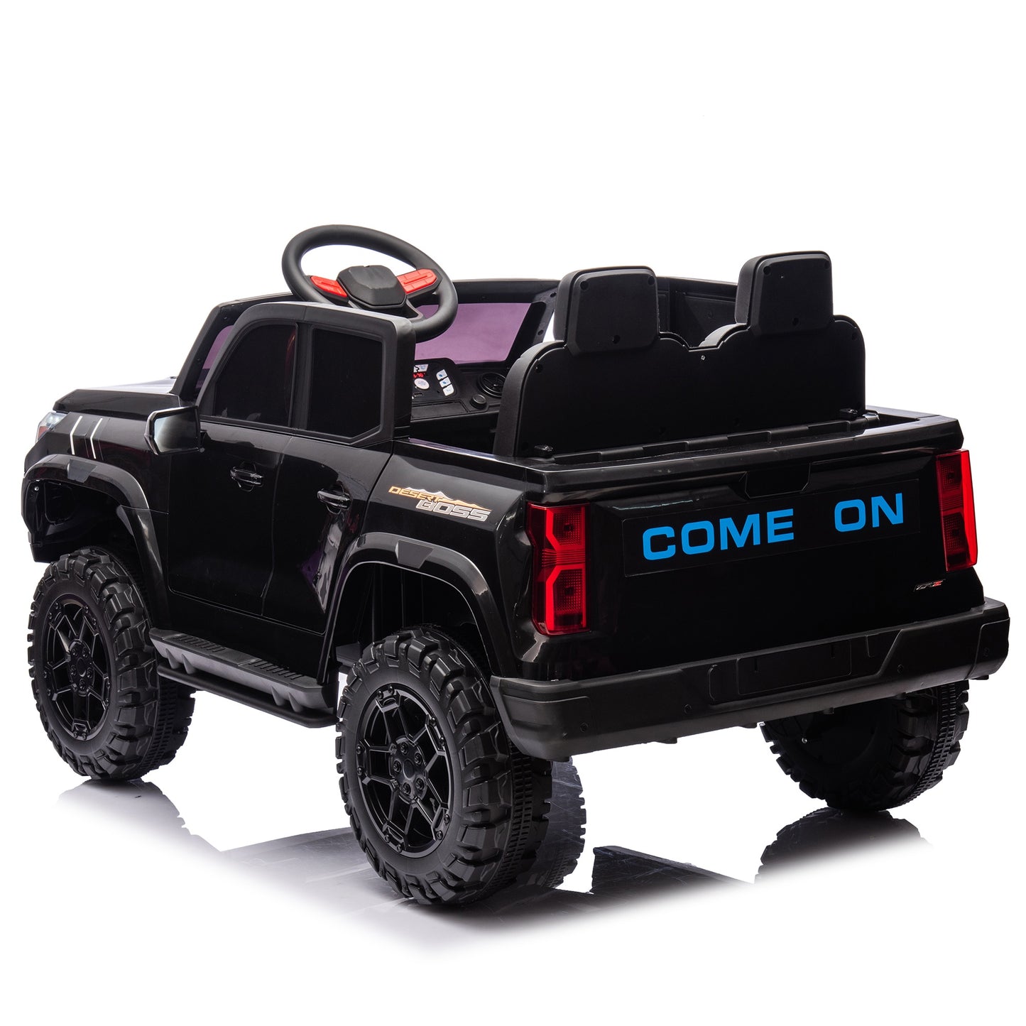 24V 2 Seater Ride on Truck, 4WD Powered Ride on Toy Car with Remote Control, Bluetooth, Music Player, 800W Motors, Back Box Storage, 3 Speeds, Kids Electric Vehicle for Boys Girls Gifts, Black