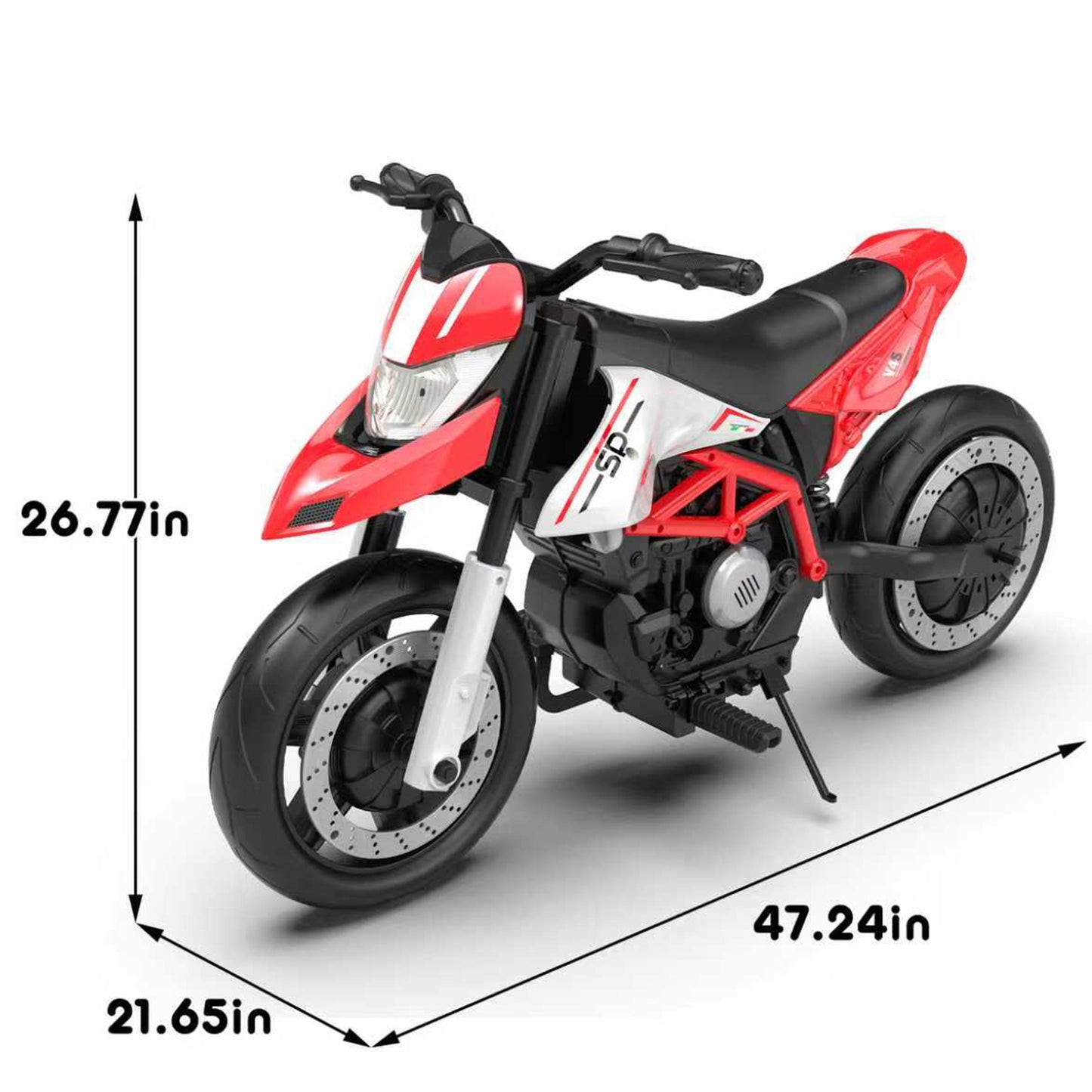 iRerts 24V Electric Dirt Bike for Kids, 200W Kids Electric Bike for Boys Girls Ages 6+, Kids Ride on Motorcycle with EVA Wheels, Suspension System, Safe Speed 4.35-9 MPH, Bluetooth Music, Red