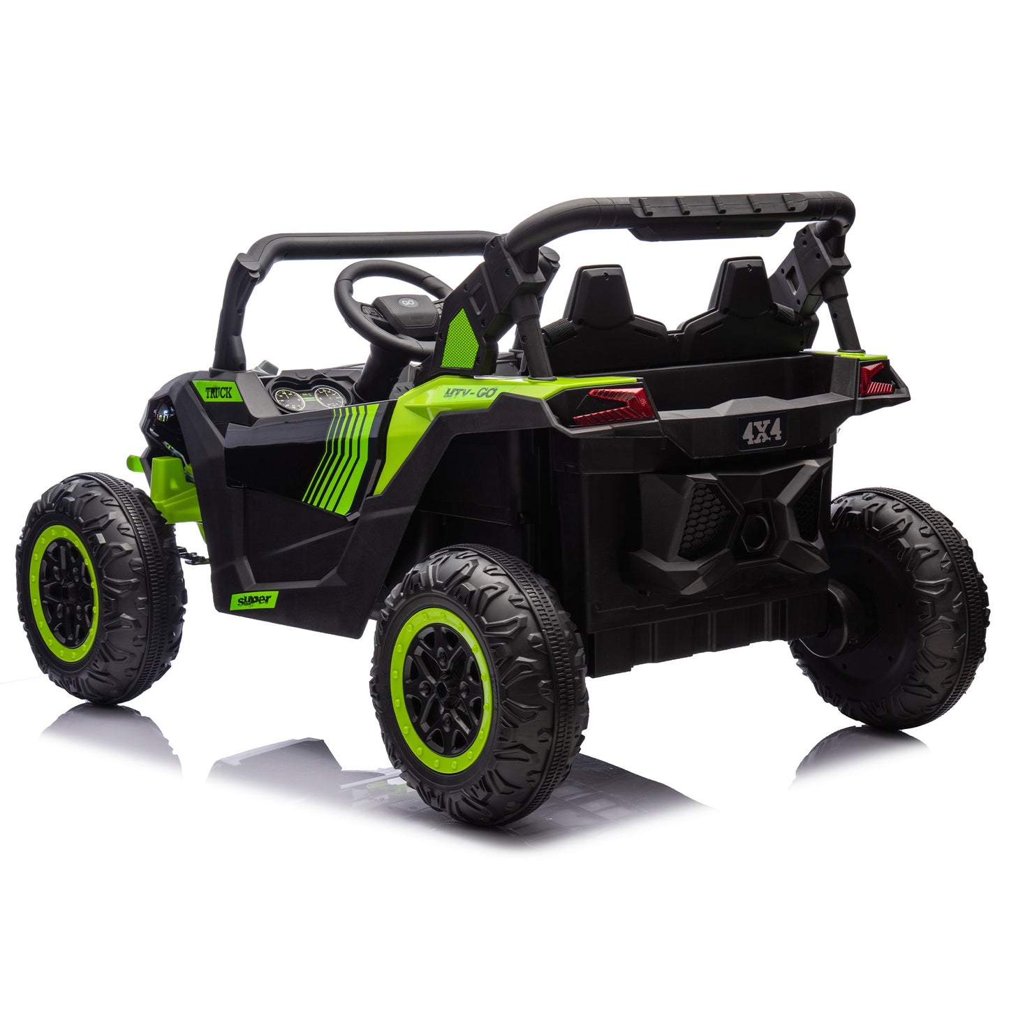 iRerts 2 Seater Ride on Car, 24V Powered Ride on Toys UTV with Remote Control, LED Lights, Bluetooth Music, 3 Speeds, Storage Space, Electric Vehicle for Kids Boys Girls Ages 3-8 Gifts, Green