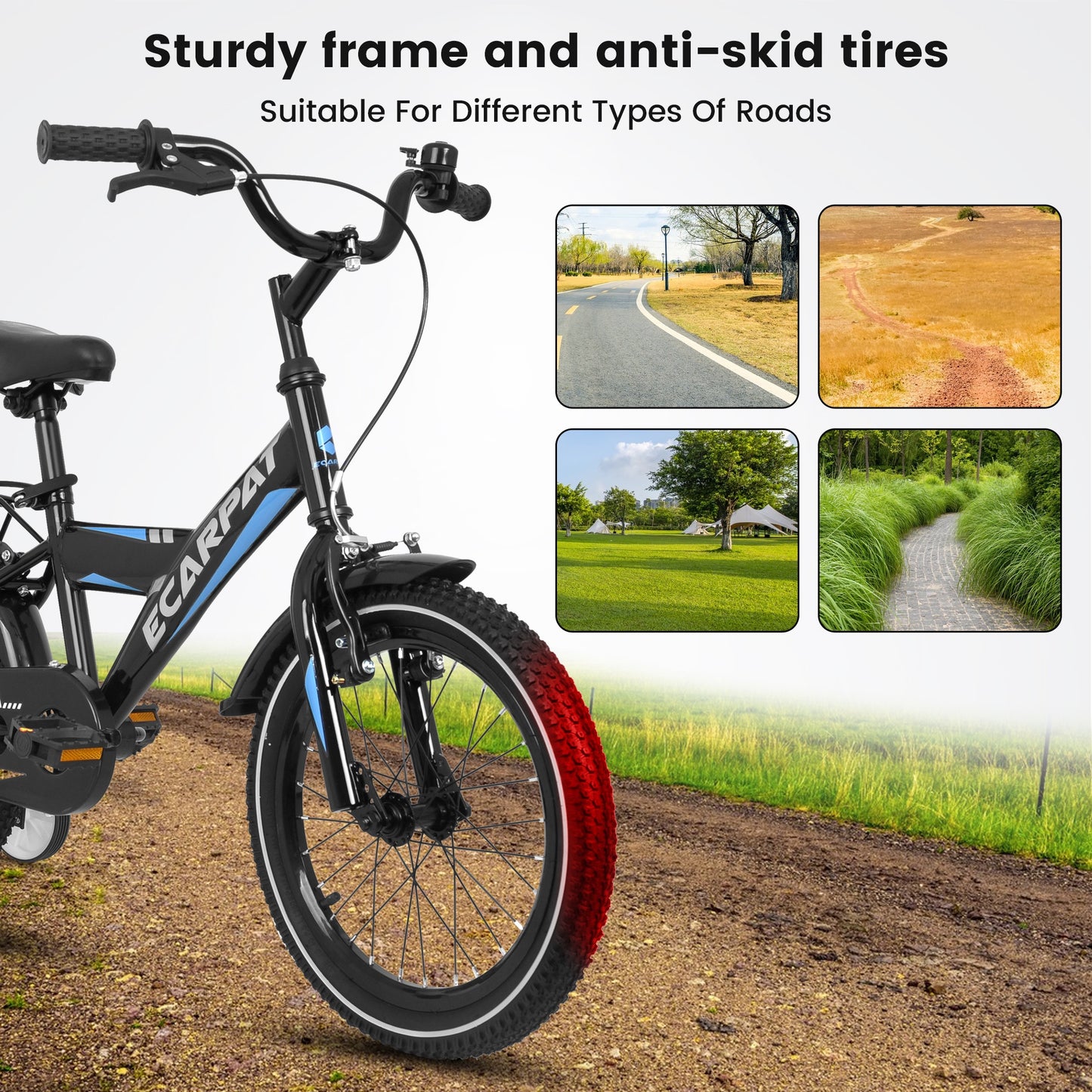 iRerts Kids Bike with Training Wheels, 16 Inch Kids Bicycle for Boys Girls Ages 4-8 Years Old, Boys Bicycles for Kids with Adjustable Seat, Fender and Varrier, White