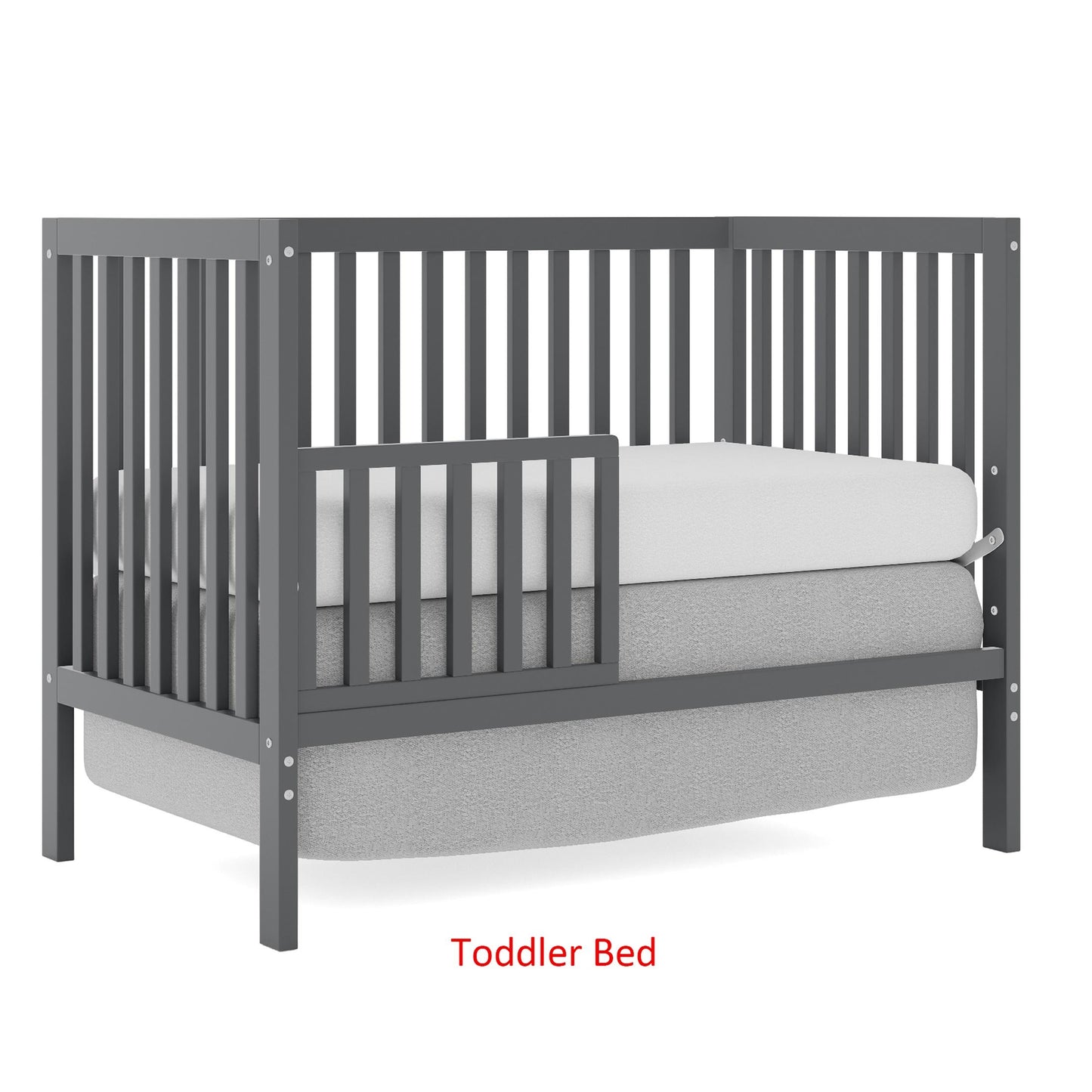 iRerts 5 In 1 Convertible Baby Crib, Wood Convertible Crib Toddler Bed with Wood Legs, Converts from Baby Crib to Toddler Bed, Fits Standard Full-Size Crib Mattress, Easy to Assemble, Gray