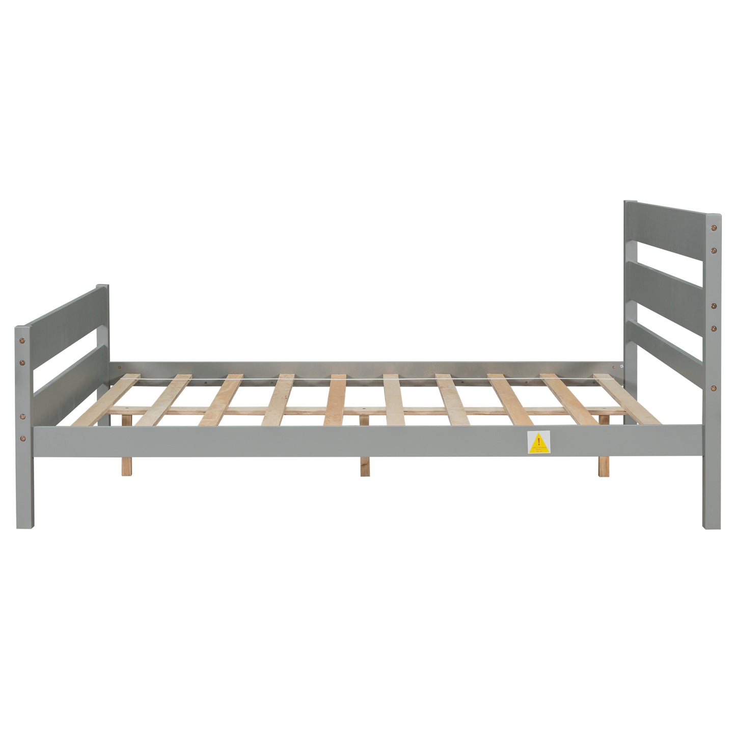 iRerts Wood Full Bed Frame, Gray Full Platform Bed Frame with Headboard and Footboard, Modern Full Bed Frame No Box Spring Needed for Adults Teens Kids, Full Size Bed Frame with Wood Slat Support