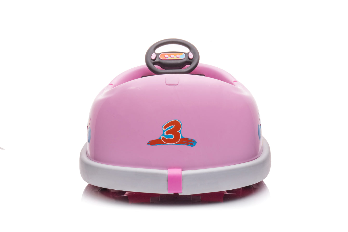 12V Bumper Car for Toddlers, iRerts Kids Bumper Car with Remote Control, Rocking Horse Mode, Push Rod, Dinner Plate, USB Bluetooth Music, Electric Toddler Ride On Toys for Kids Ages 1-6 Years, Pink