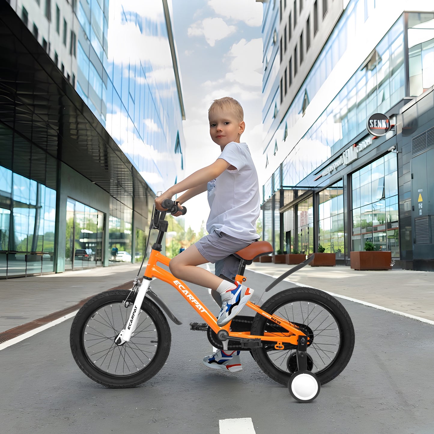 iRerts Kids Bicycles 14 Inch, Freestyle Kids Bike Sport Bicycle for Boys Girls 3-6 Years Old, Girls Boys Bicycles with Training Wheels, Fender, Orange