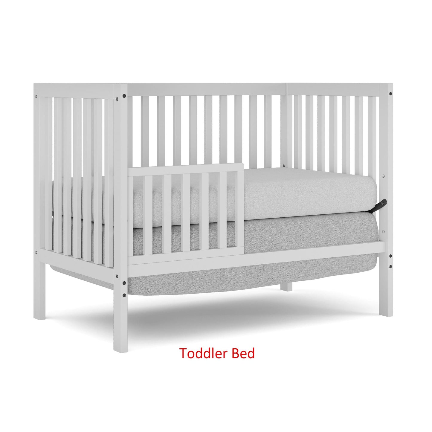 iRerts 5 In 1 Convertible Baby Crib, Wood Convertible Crib Toddler Bed with Wood Legs, Converts from Baby Crib to Toddler Bed, Fits Standard Full-Size Crib Mattress, Easy to Assemble, White