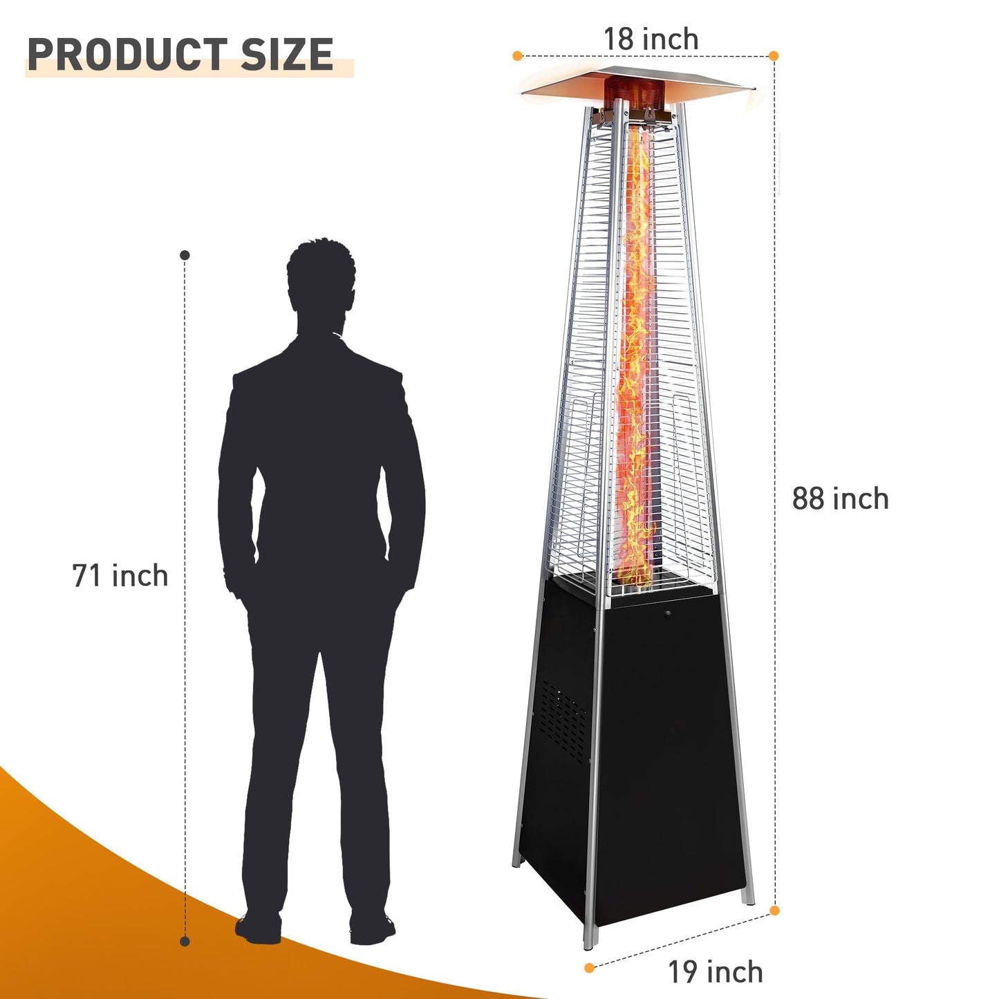 iRerts 48000 BUT Outdoor Patio Heaters, Electric Patio Heater for Outside Use, Porch Heater with Wheels, Propane Or Butane Heater, Black