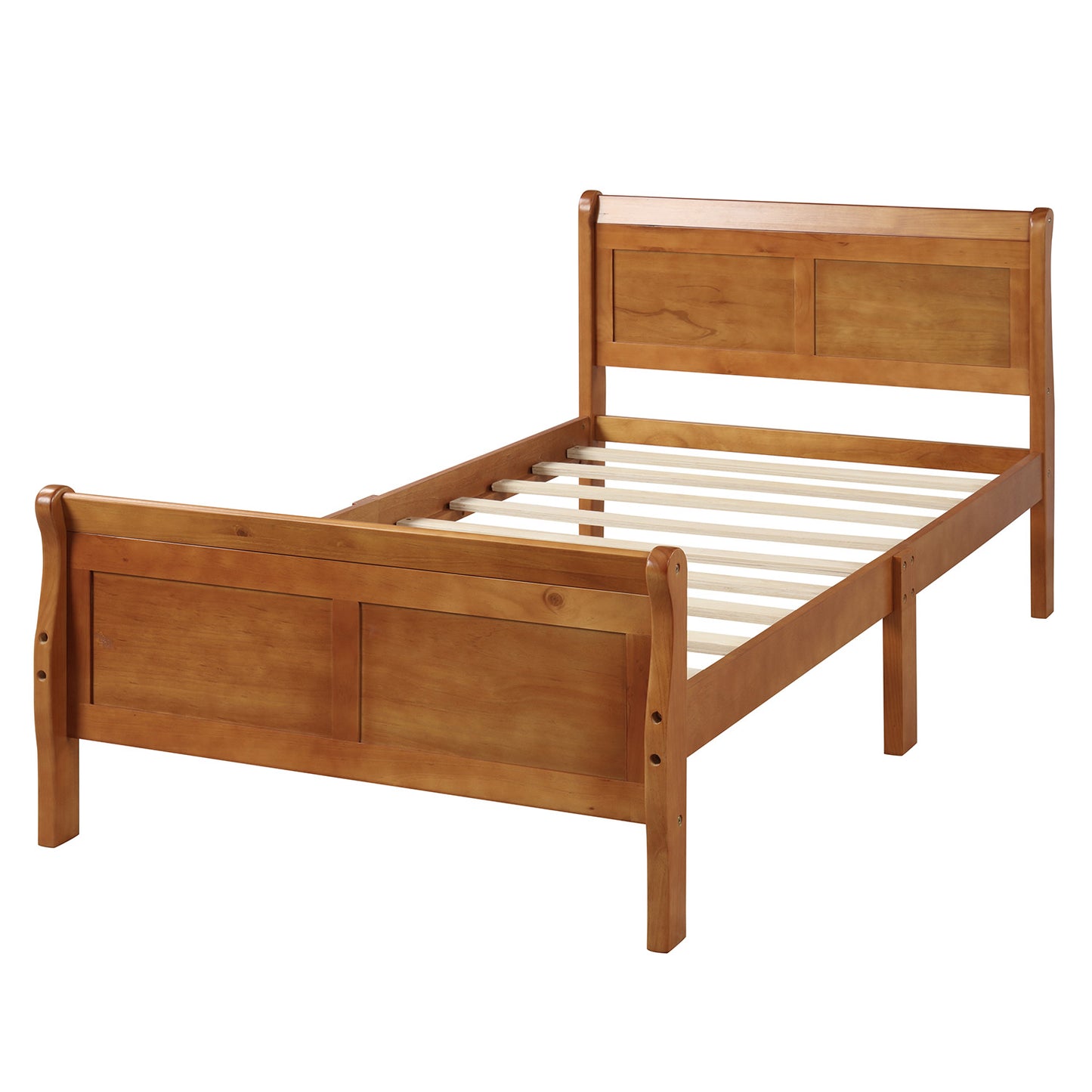 iRerts Platform Bed Frame Twin, Wood Twin Platform Bed Frame with Headboard and Footboard, Modern Twin Size Bed Frame with Wooden Slat Support, Twin Bed Frame No Box Spring Needed, Oak