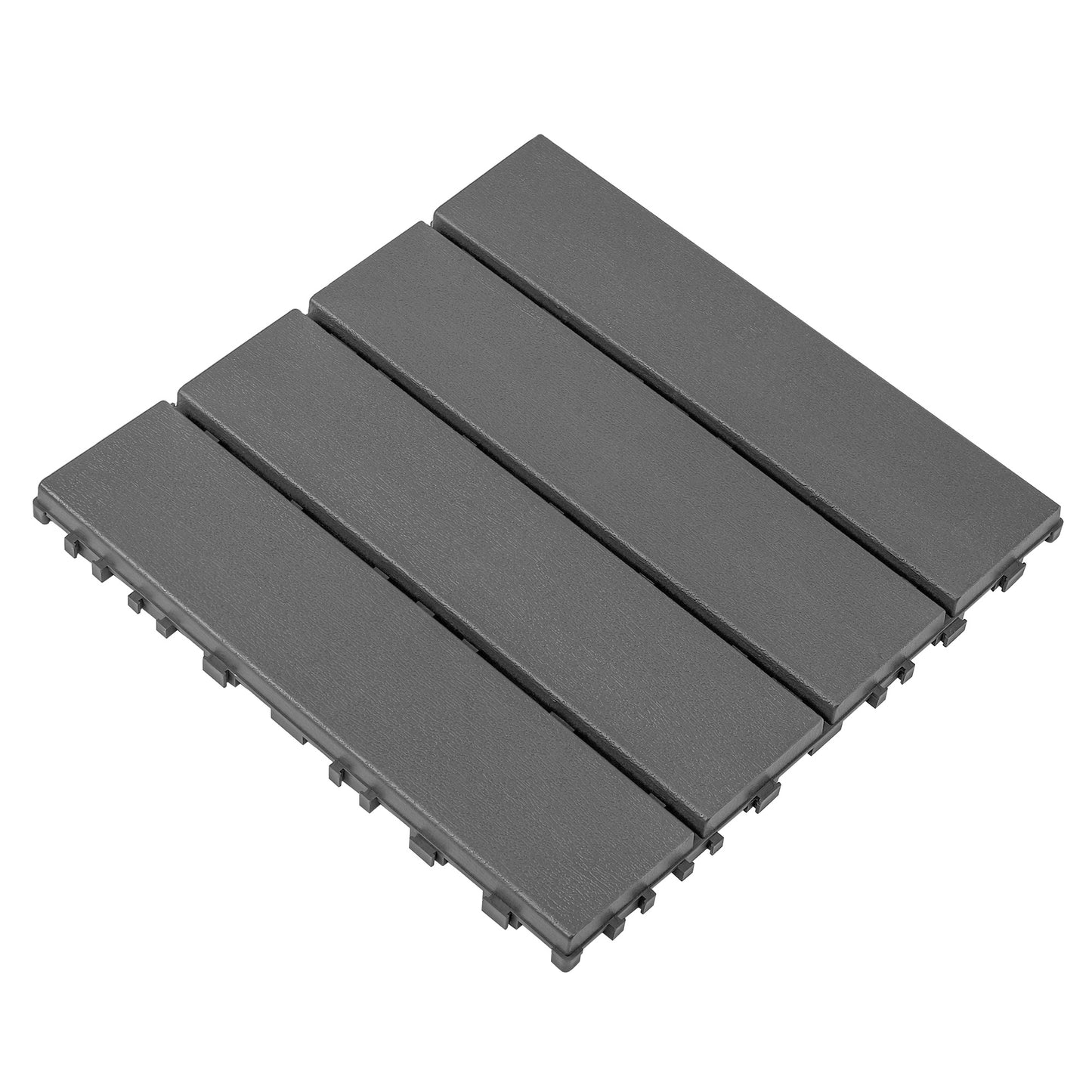 iRerts Plastic Interlocking Deck Tiles, 44 Pack Outdoor Flooring Tiles 12" x 12", All Weather Use, Patio Floor Decking Tiles for Porch Poolside Balcony Backyard, Dark Gray