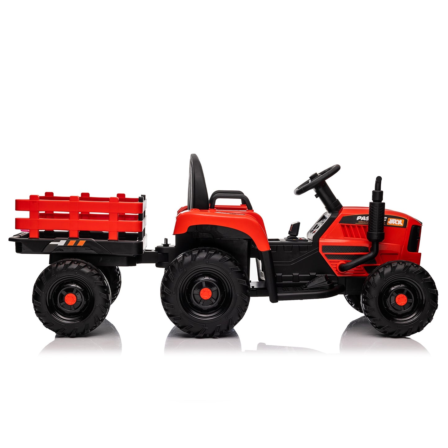iRerts 24V Ride on Toy Tractor with Trailer, Powered Ride on Car with Remote Control, Electric Cars for Kids Toddlers 3-6 Years Old with 3 Speeds, Bluetooth, Music, USB/MP3 Ports, LED Light, Red
