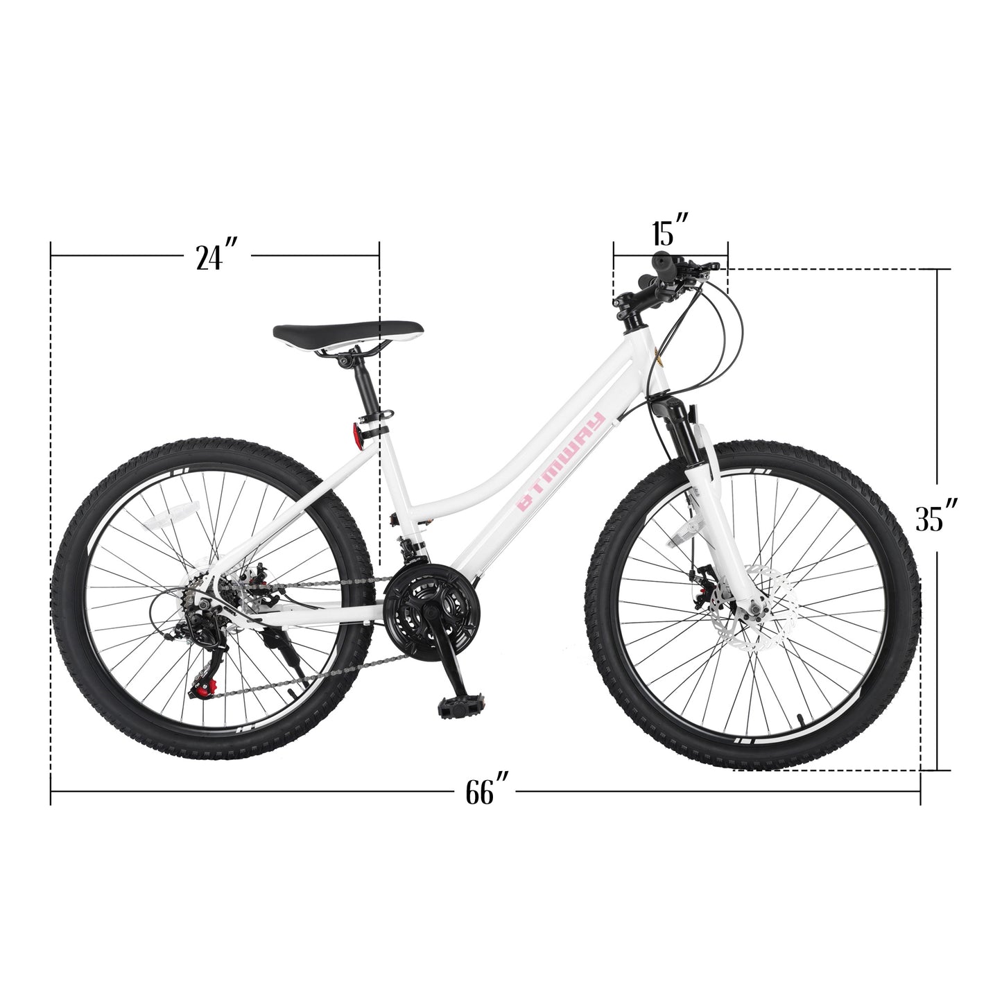 Mountain Bike, iRerts 24 Inch Mountain Bike for Girls, Shimano 21 Speed MTB Women Bicycle with Dual Disc Brakes and Front Suspension Fork, Outdoor Cycling Bike for Adult Work School Commuting, White