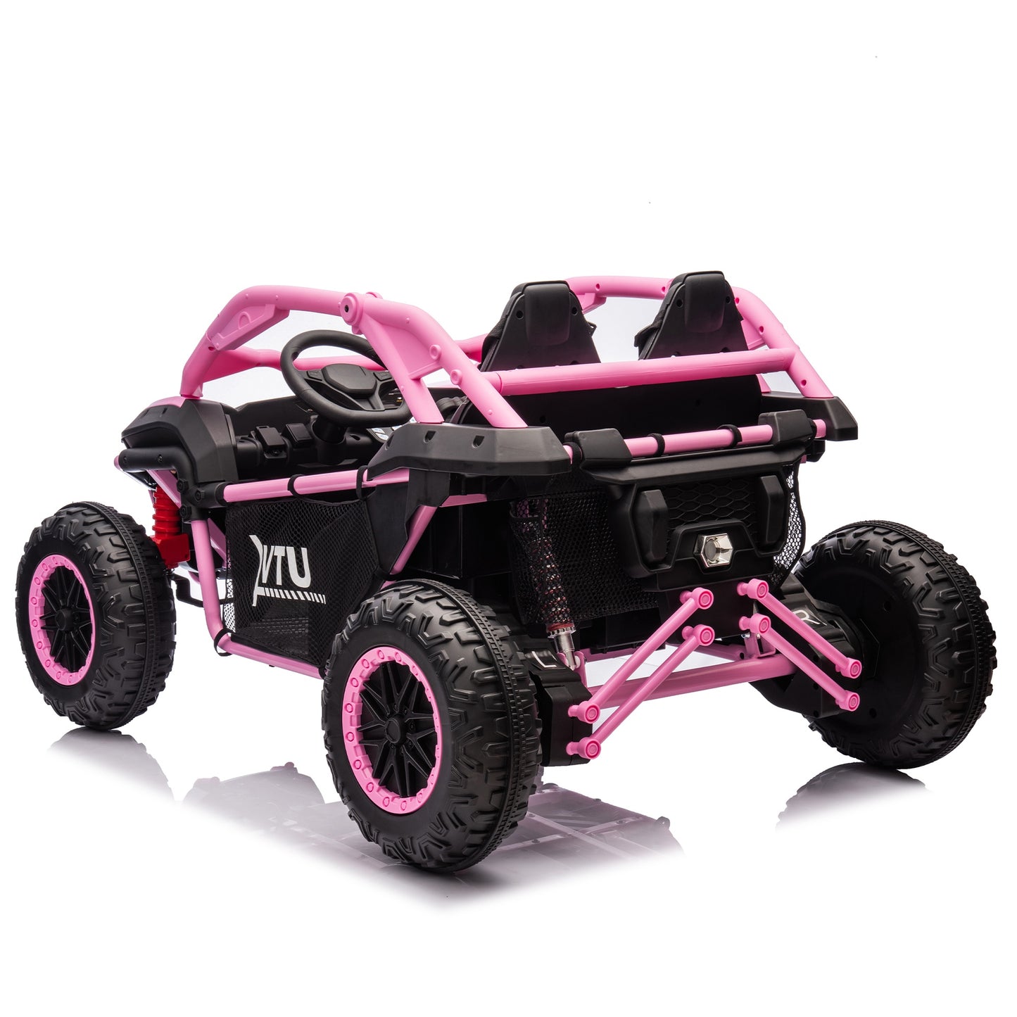 iRerts 2 Seater Ride on Car for Kids, 24 Volt Ride on Toys for Boys Girls Gifts, Powered Ride on UTV Electric Vehicle with Remote Control, Bluetooth, MP3/USB Ports, 4 Wheel Spring Suspension, Pink