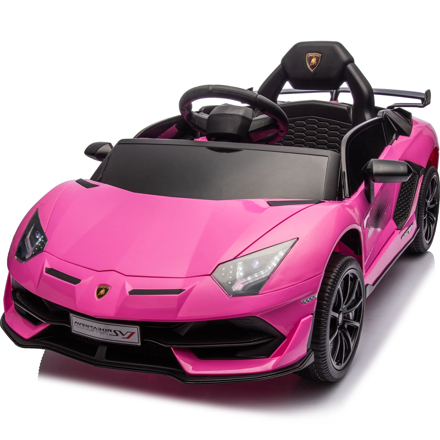 12V Powered Ride On Cars, Lamborghini Aventador Xago Kids Car Electric Vehicle for Girls Boys Christmas Gifts, Kids Ride on Toys with Remote Control, Bluetooth, Music, MP3/USB Ports, LED lights, Pink