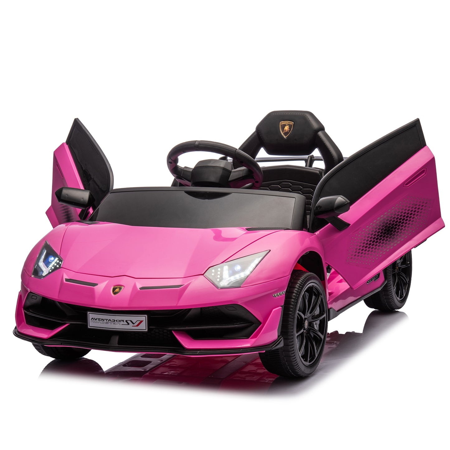 12V Powered Ride On Cars, Lamborghini Aventador Xago Kids Car Electric Vehicle for Girls Boys Christmas Gifts, Kids Ride on Toys with Remote Control, Bluetooth, Music, MP3/USB Ports, LED lights, Pink