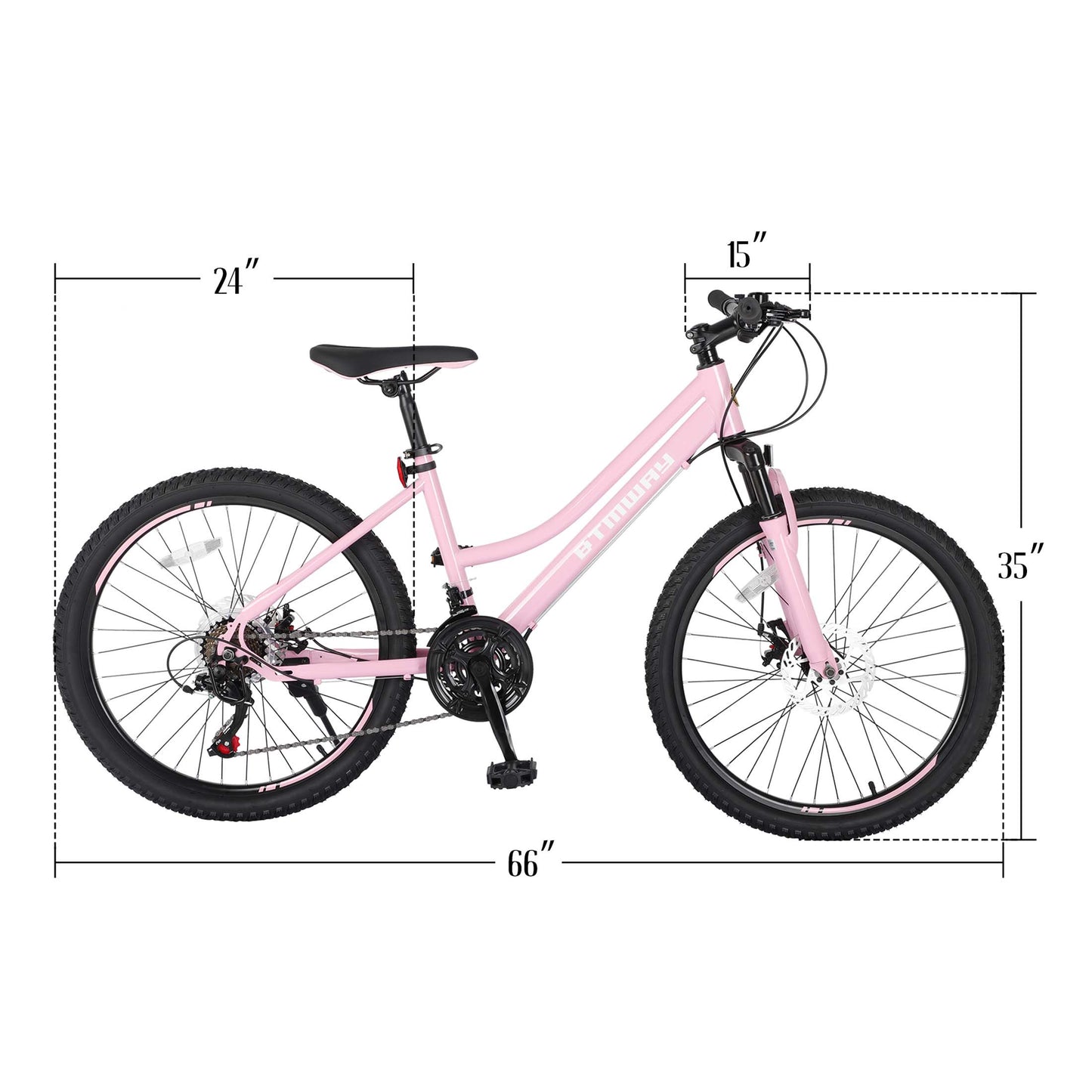 Mountain Bike, iRerts 24 Inch Mountain Bike for Girls, Shimano 21 Speed MTB Women Bicycle with Dual Disc Brakes and Front Suspension Fork, Outdoor Cycling Bike for Adult Work School Commuting, Pink