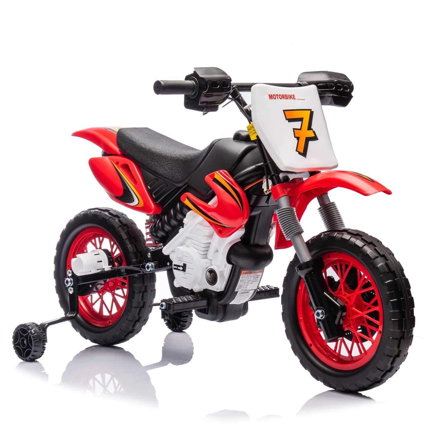 iRerts 12V Electric Dirt Bike with Twist Grip Throttle, Powered Ride on Motorcycle with 2 Training Wheels, Rear suspension, Ride on Toys Kids Motorcycle for Boys Girls Gifts Ages 3-8, Red