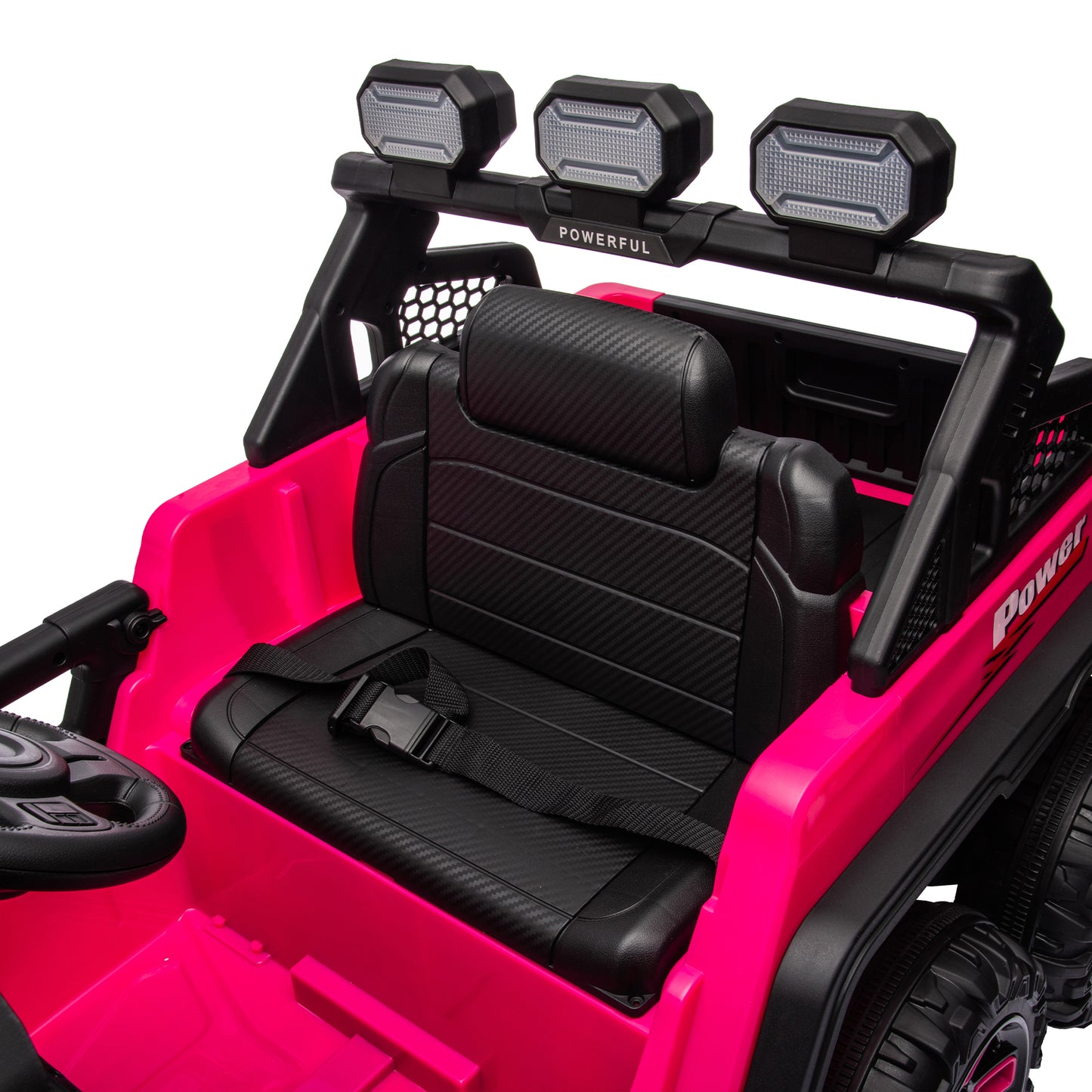 iRerts 24V Ride on PickUp Truck with Remote Control, 4WD Battery Powered Ride on Car with Bluetooth Music, USB/AUX Port, Rear Storage Box, LED Lights, Ride on Toys for Kids Boys Girls Gift, Pink