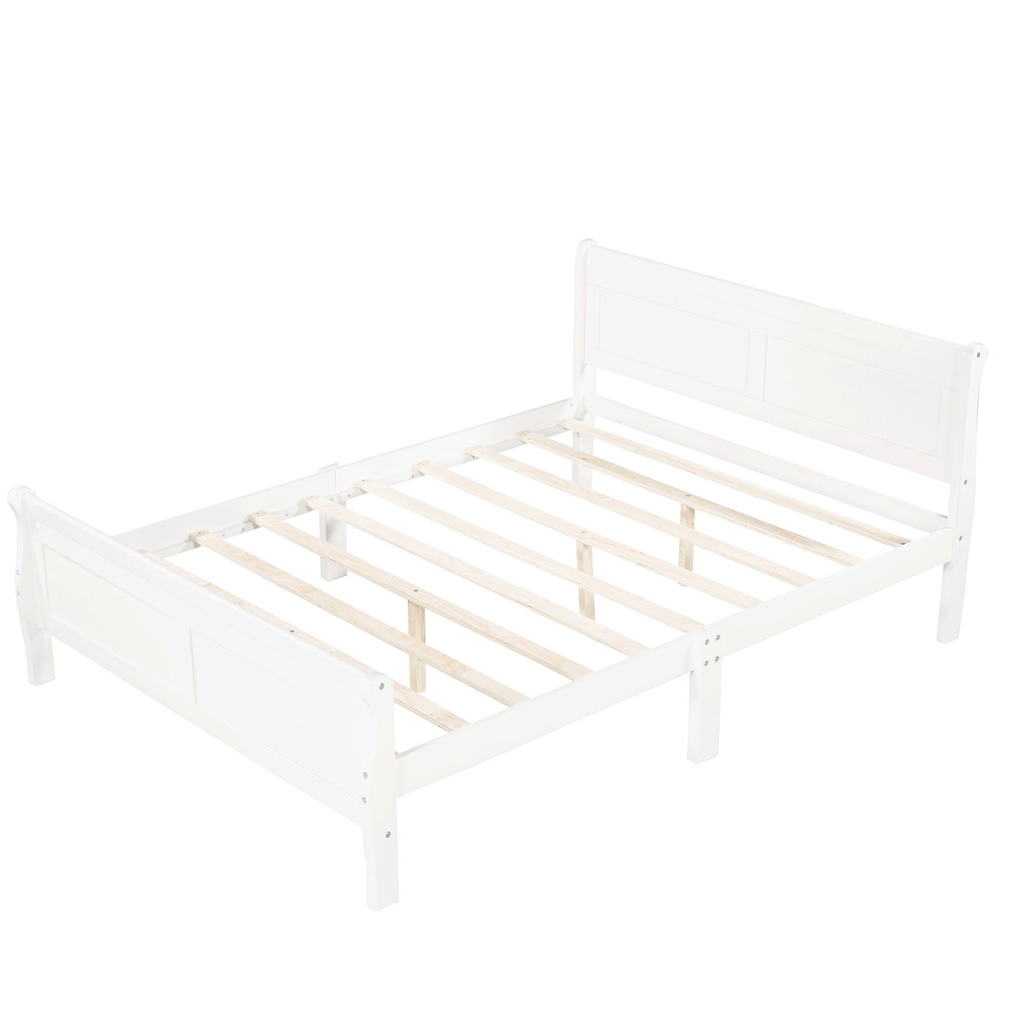 iRerts Wood Full Platform Bed Frame, Modern Full Bed Frame with Headboard, Full Size Wood Platform Bed with Wooden Slat Support, No Box Spring Needed, Easy Assembly, White