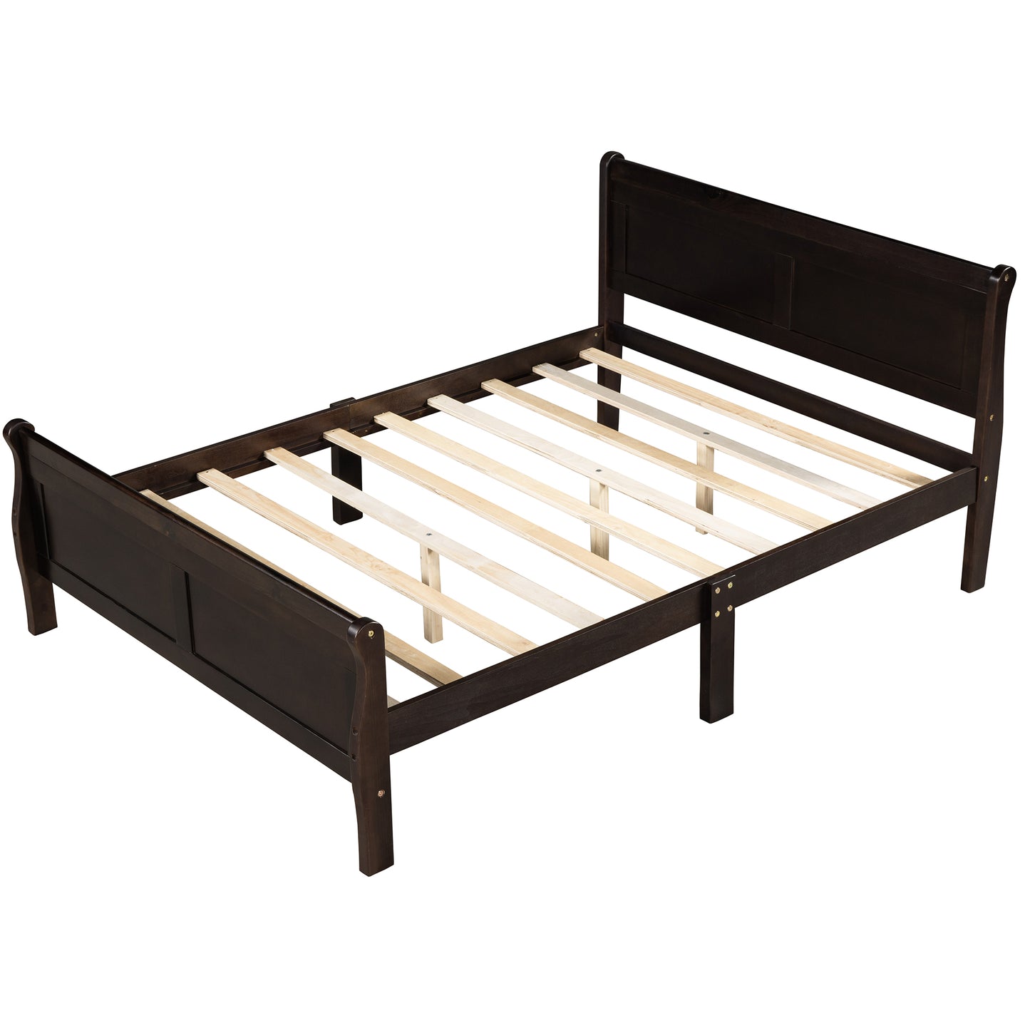 iRerts Platform Bed Frame Queen, Wood Queen Platform Bed Frame with Headboard and Footboard, Modern Queen Size Bed Frame with Wooden Slat Support, Queen Bed Frame No Box Spring Needed, Espresso