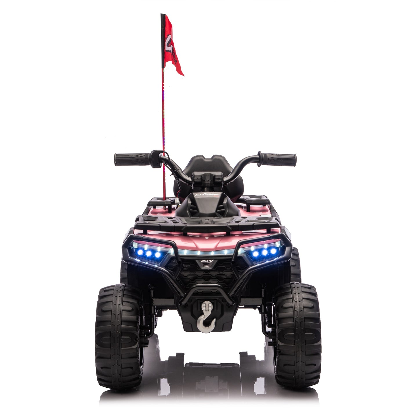 iRerts 24V Ride on ATV, Powered Ride on Toys Electric 4 Wheeler for Boys Girls Ages 3-6 Gifts, Kids Ride on Car Electric Vehicle with Multi-Color Lights, Bluetooth, Music, USB Port, Pink