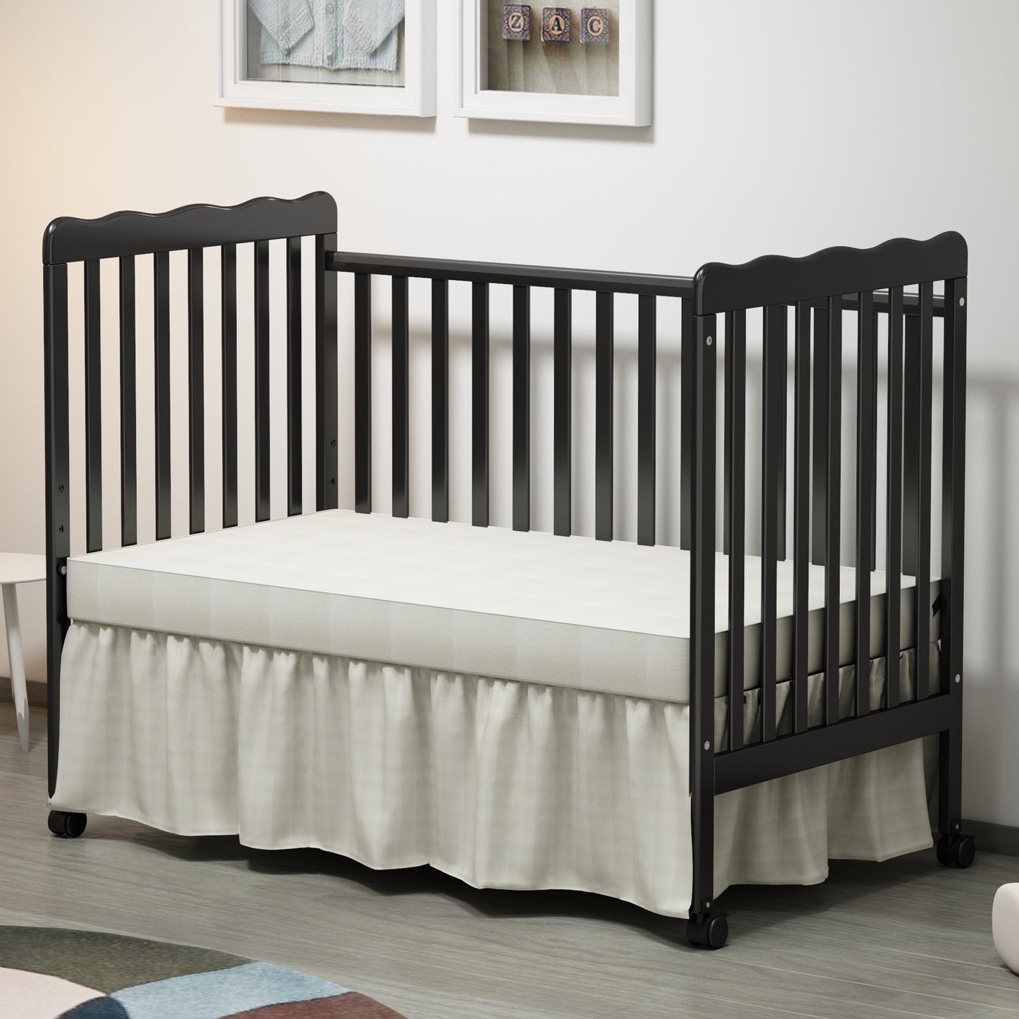 iRerts 3in1 Baby Convertible Crib with Locking Wheels and 4 Height Options