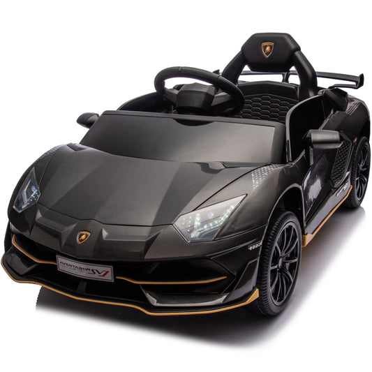 12V Powered Ride On Cars, Lamborghini Aventador Xago Kids Car Electric Vehicle for Girls Boys Christmas Gifts, Kids Ride on Toys with Remote Control, Bluetooth, Music, MP3/USB Ports, LED lights, Black