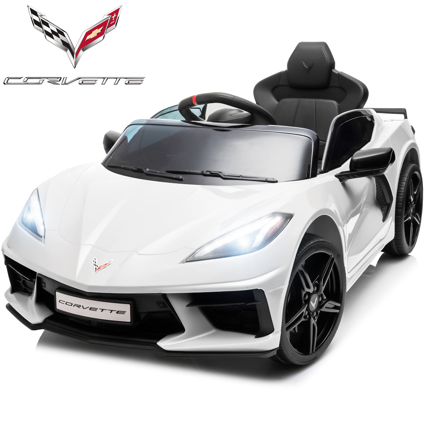 Chevrolet Corvette Ride on Cars, 12V Battery Powered Ride on Toy with Parent Remote Control, Electric Car for Kids Girl Boy 3-5 with Music, 4 Wheelers