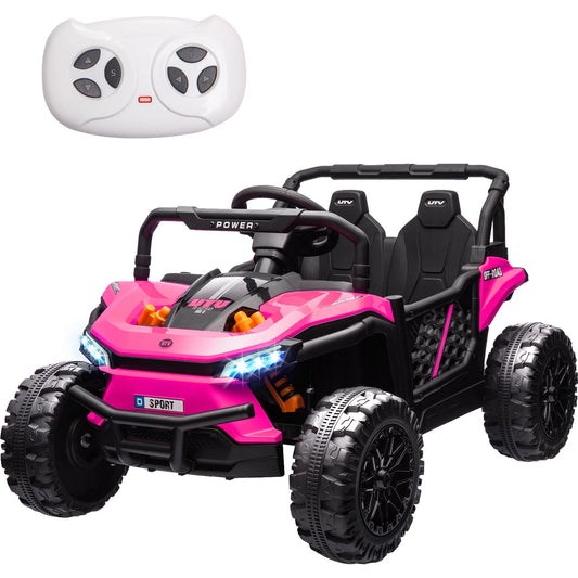 12V Ride on UTV Cars for Kids, Battery Powered Ride on Toys with Remote Control, Bluetooth, MP3 Player, LED Headlights, Safety Belt, 4 Wheeler Suspension, Electric Car for Kids 3-6 Boys Girl