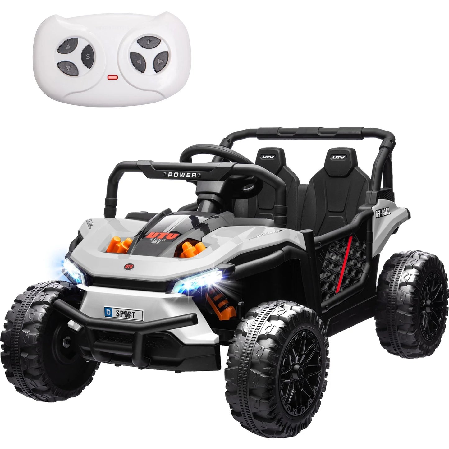 12V Ride on UTV Cars for Kids, Battery Powered Ride on Toys with Remote Control, Bluetooth, MP3 Player, LED Headlights, Safety Belt, 4 Wheeler Suspension, Electric Car for Kids 3-6 Boys Girl