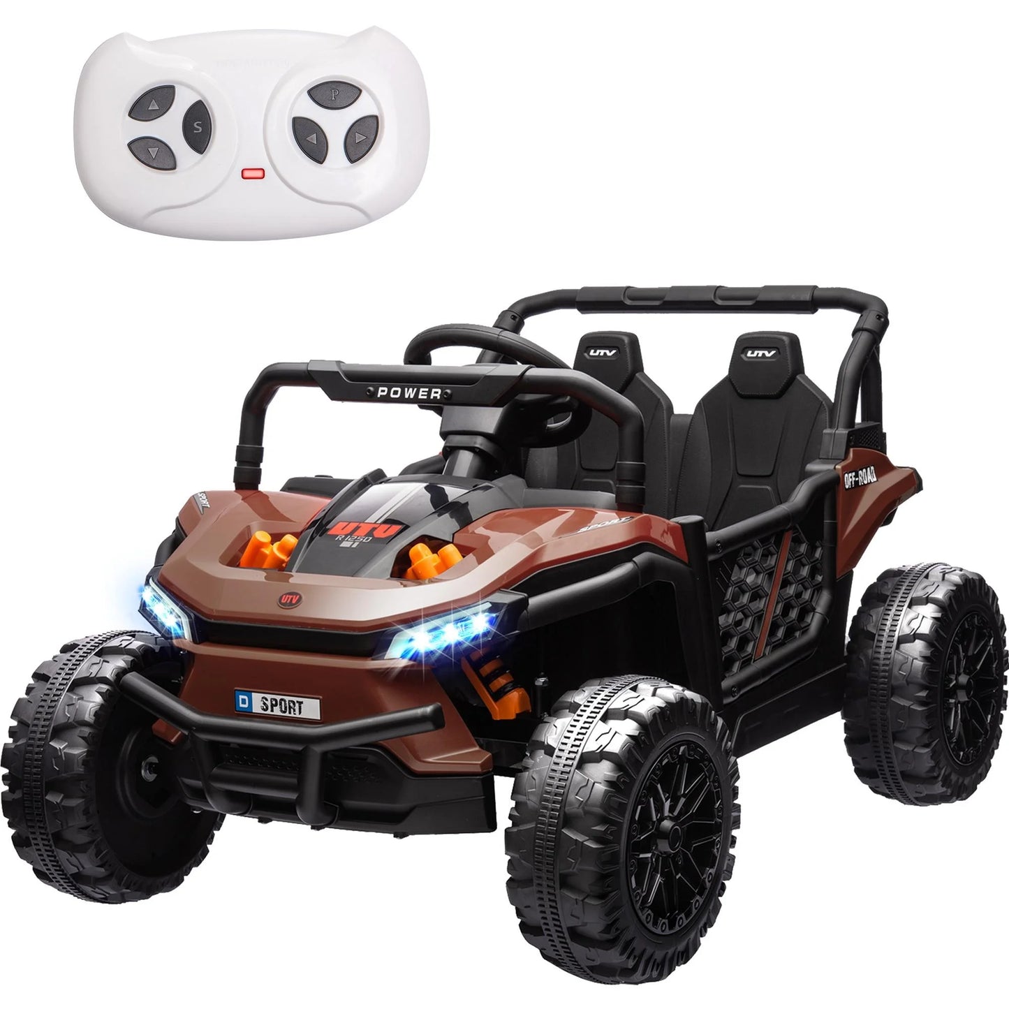 12V Ride on UTV Cars for Kids, Battery Powered Ride on Toys with Remote Control, Bluetooth, MP3 Player, LED Headlights, Safety Belt, 4 Wheeler Suspension, Electric Car for Kids 3-6 Boys Girls, Pink