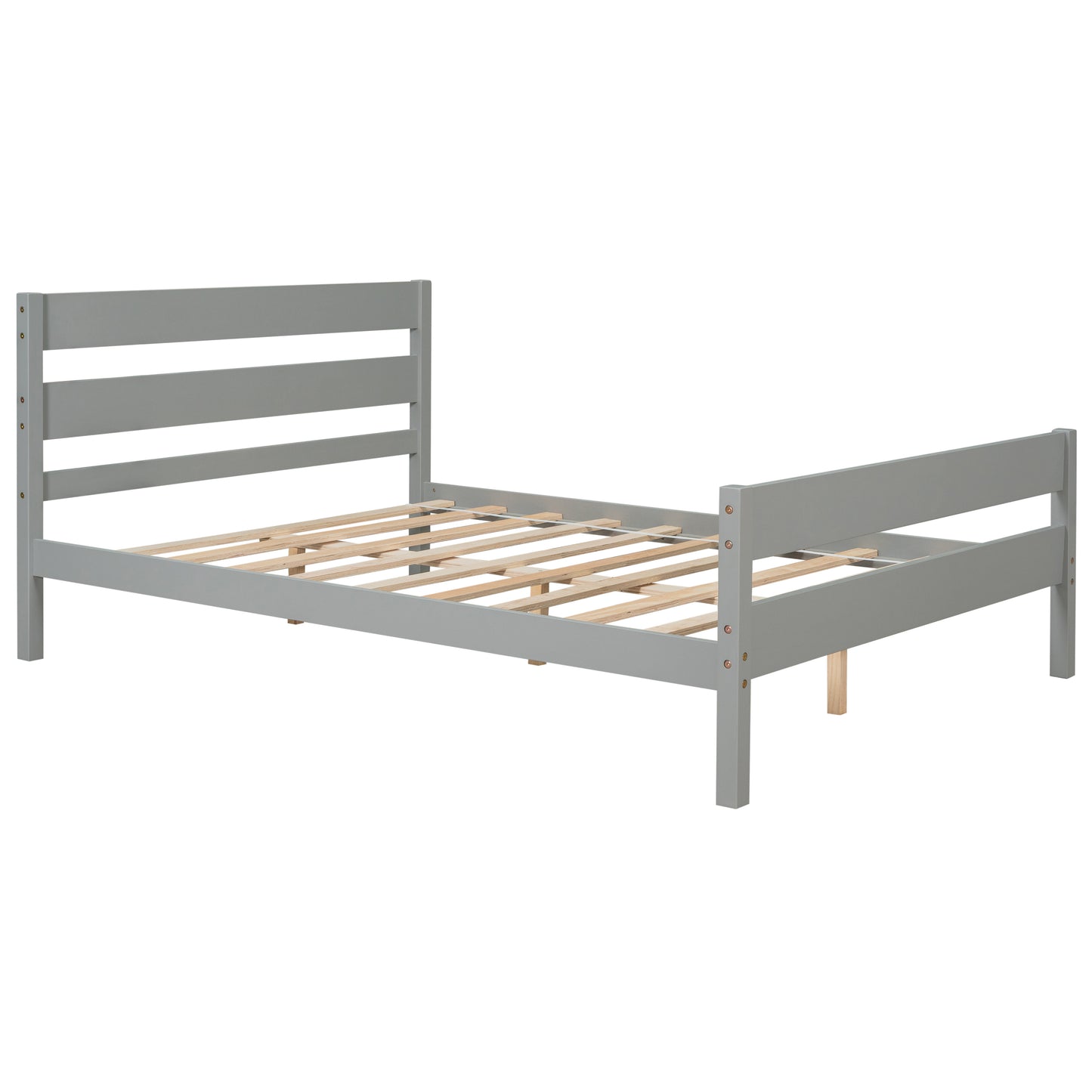 iRerts Wood Full Bed Frame, Gray Full Platform Bed Frame with Headboard and Footboard, Modern Full Bed Frame No Box Spring Needed for Adults Teens Kids, Full Size Bed Frame with Wood Slat Support
