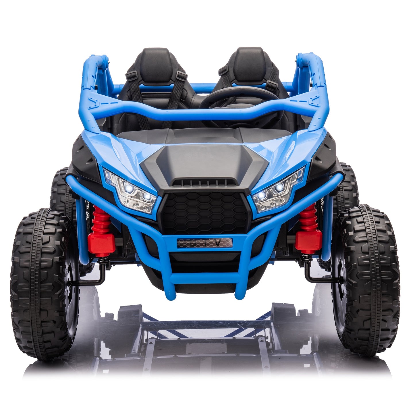 iRerts 2 Seater Ride on Car for Kids, 24 Volt Ride on Toys for Boys Girls Gifts, Powered Ride on UTV Electric Vehicle with Remote Control, Bluetooth, MP3/USB Ports, 4 Wheel Spring Suspension, Blue