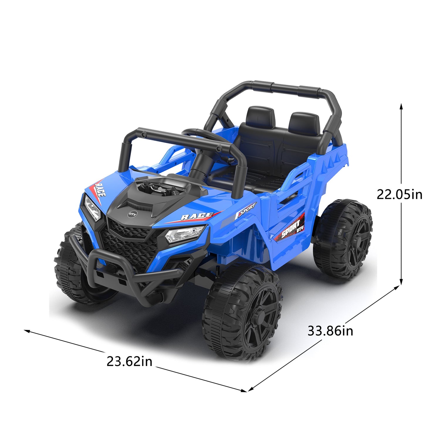 iRerts 12V Ride on Car UTV with Remote Control, Powered Ride on Toys for Kids Boys Girls Ages 3-5, Electric Car for Kids with Bluetooth, Music, MP3 Ports, LED Lights, Horn, Blue