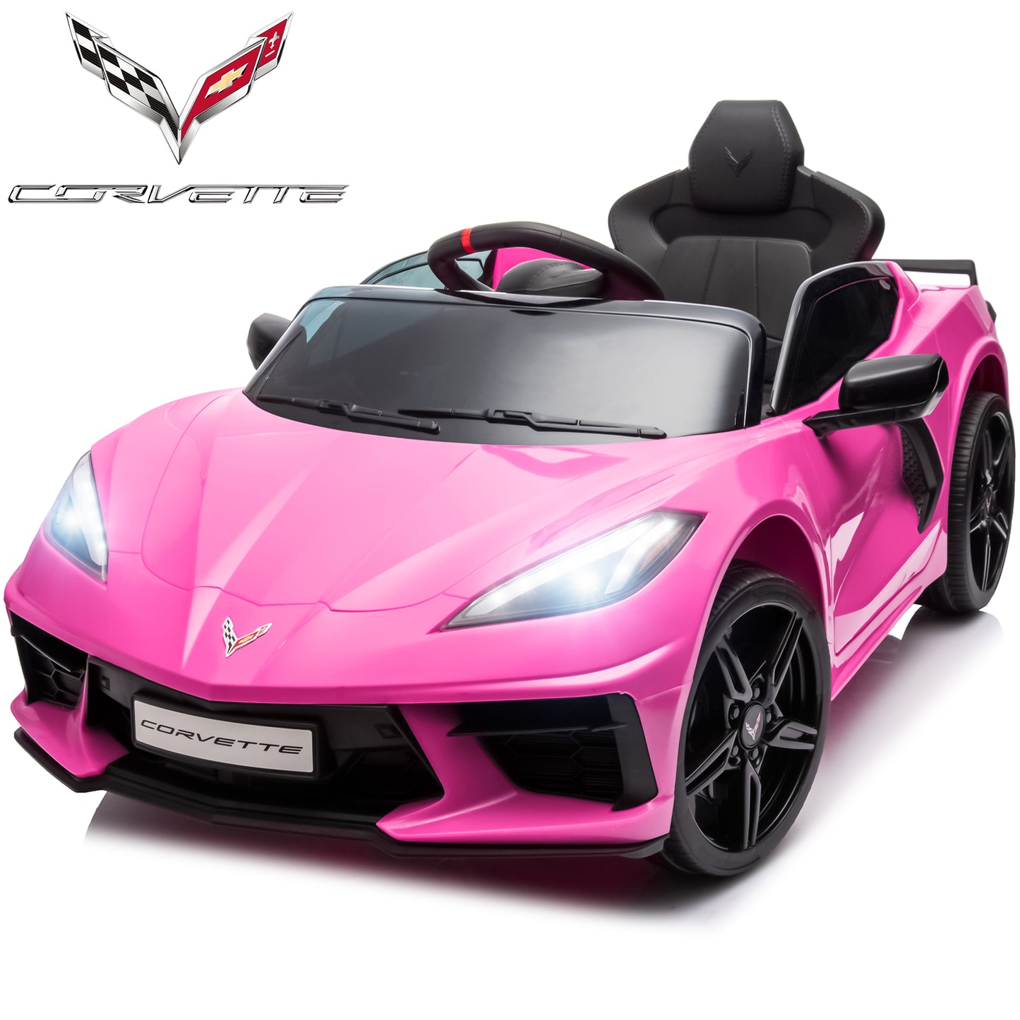 Chevrolet Corvette Ride on Cars, 12V Battery Powered Ride on Toy with Parent Remote Control, Electric Car for Kids Girl Boy 3-5 with Music, 4 Wheelers