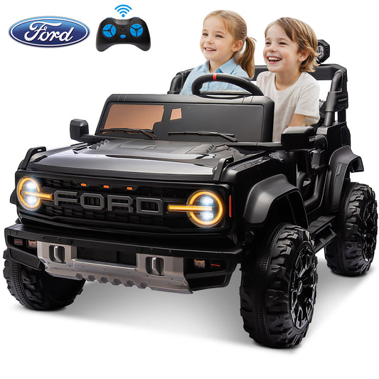24V 2 Seater Ride on Truck Car, Ford Bronco Raptor Kids Electric Vehicle Car with Parent Remote, Battery Powered Ride on Toy for Boys Girls w/ Rear Wheel Suspension, Bluetooth