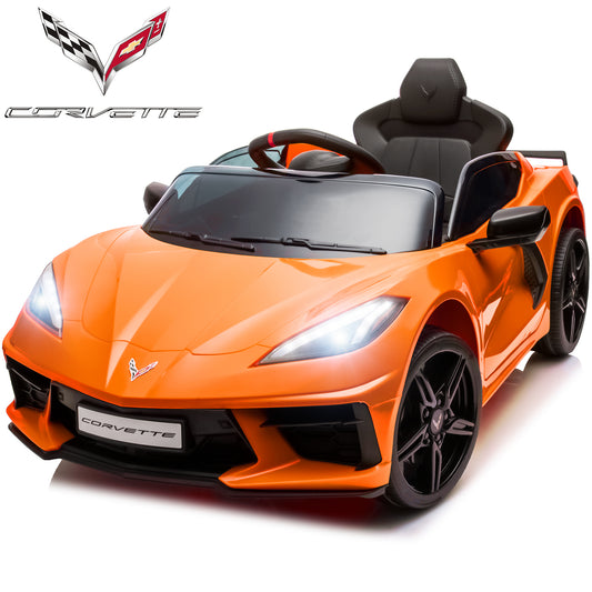 Chevrolet Corvette Ride on Cars, 12V Battery Powered Ride on Toy with Parent Remote Control, Electric Car for Kids Girl Boy 3-5 with Music, 4 Wheelers