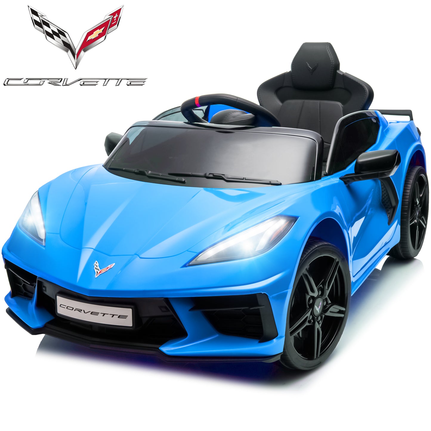 Chevrolet Corvette Ride on Cars, 12V Battery Powered Ride on Toy with Parent Remote Control, Electric Car for Kids Girl Boy 3-5 with Music, 4 Wheelers
