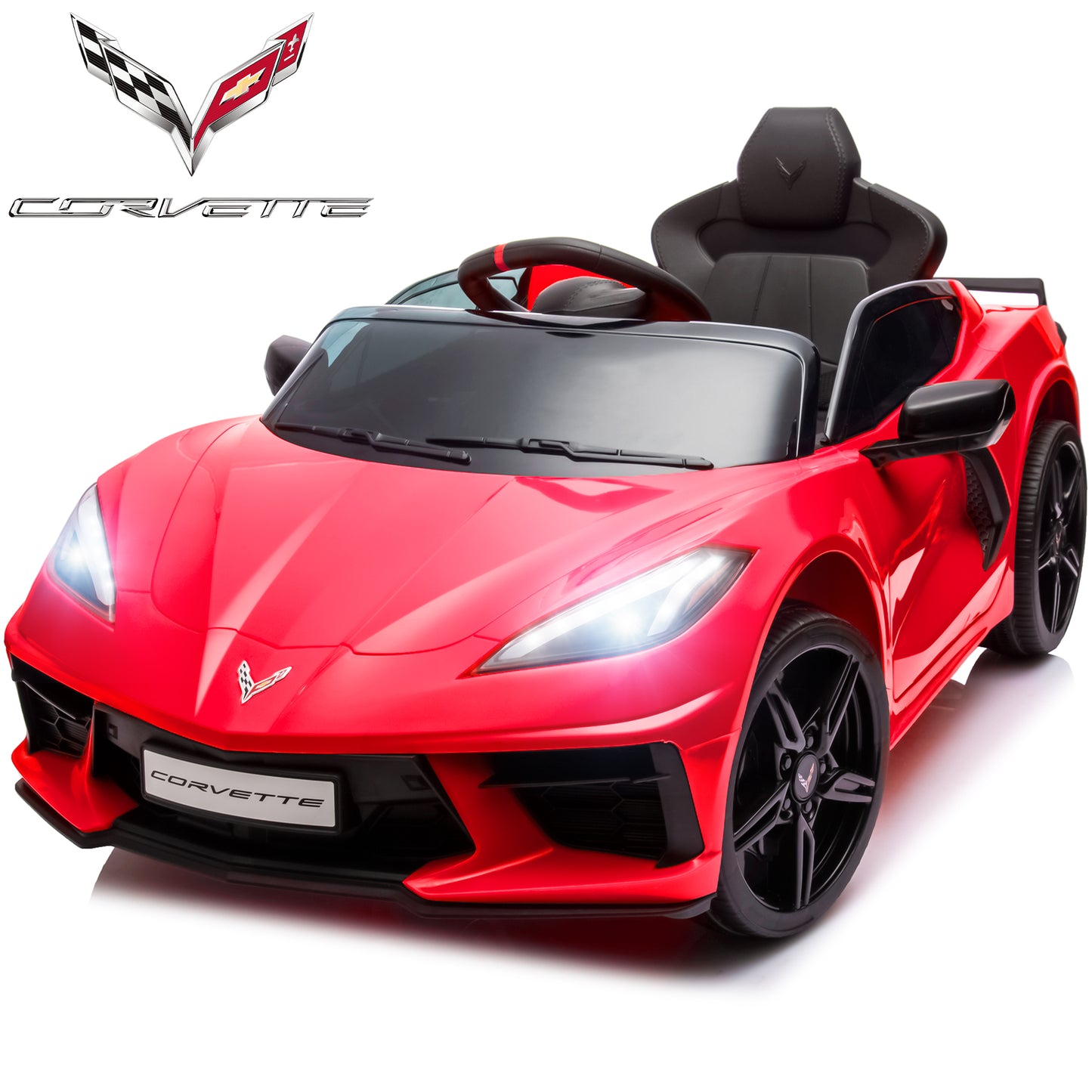 Chevrolet Corvette Ride on Cars, 12V Battery Powered Ride on Toy with Parent Remote Control, Electric Car for Kids Girl Boy 3-5 with Music, 4 Wheelers